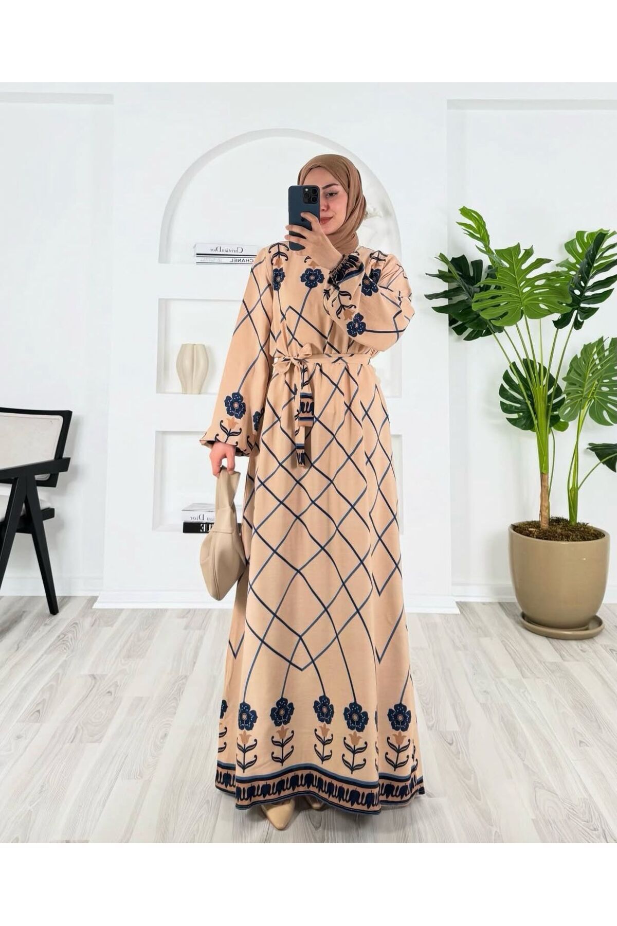 Butik Viskon çiçekli elbise