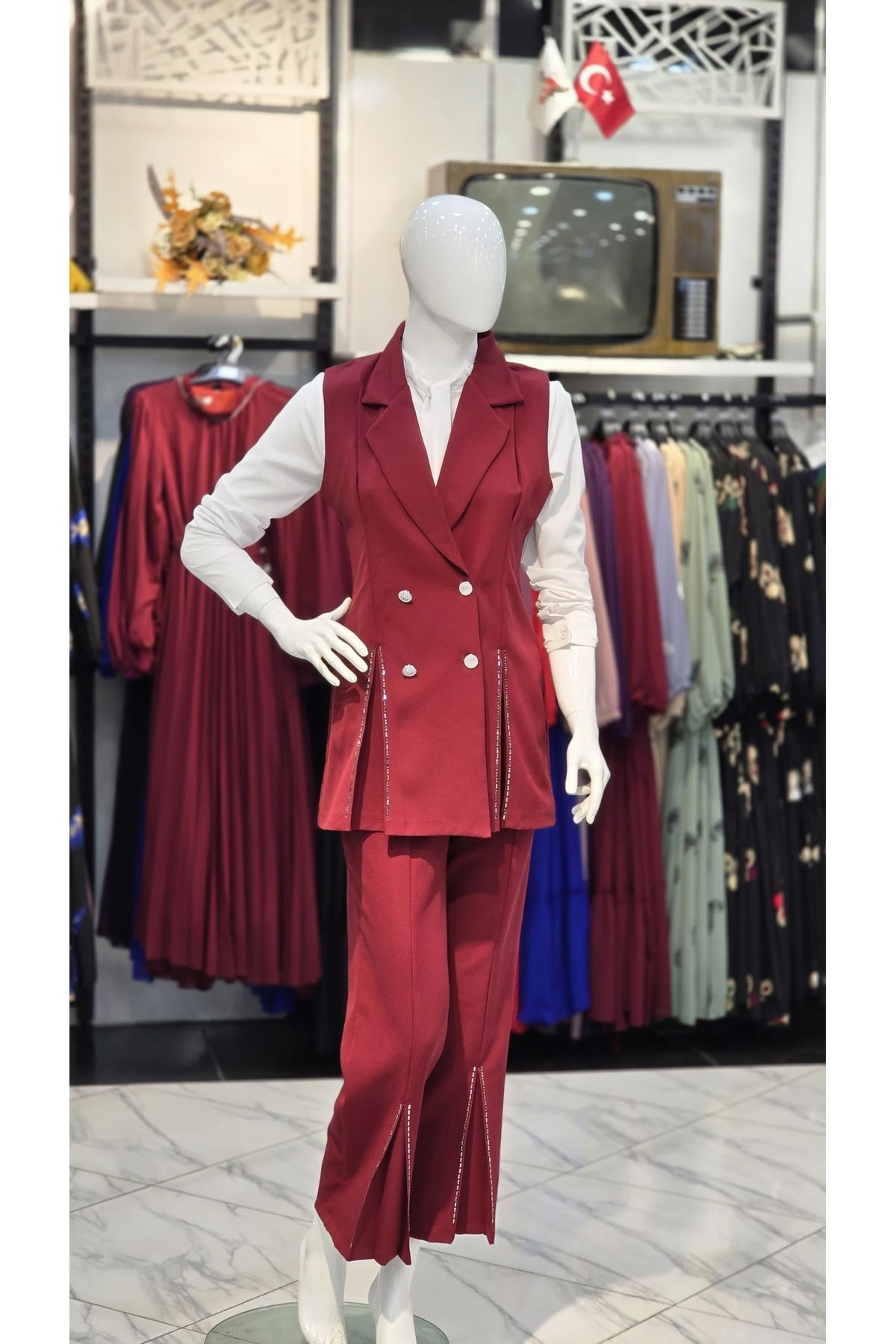 MC Boutique TAŞLI YELEKLİ TAKIM ®️