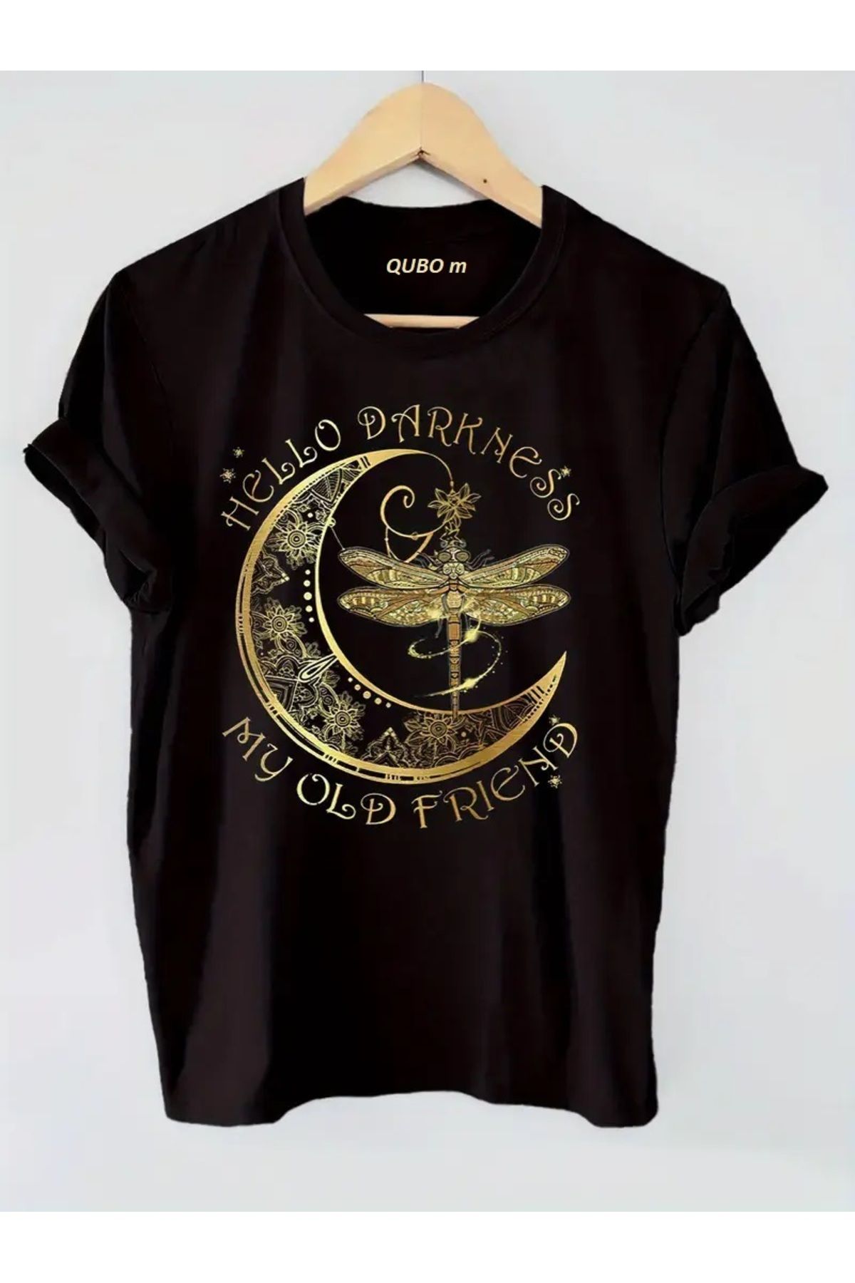 qubo sportswear & company qubo Unisex Oversize Baskılı Pamuklu Bisiklet Yaka Kısa Kollu SİYAH T-shirt