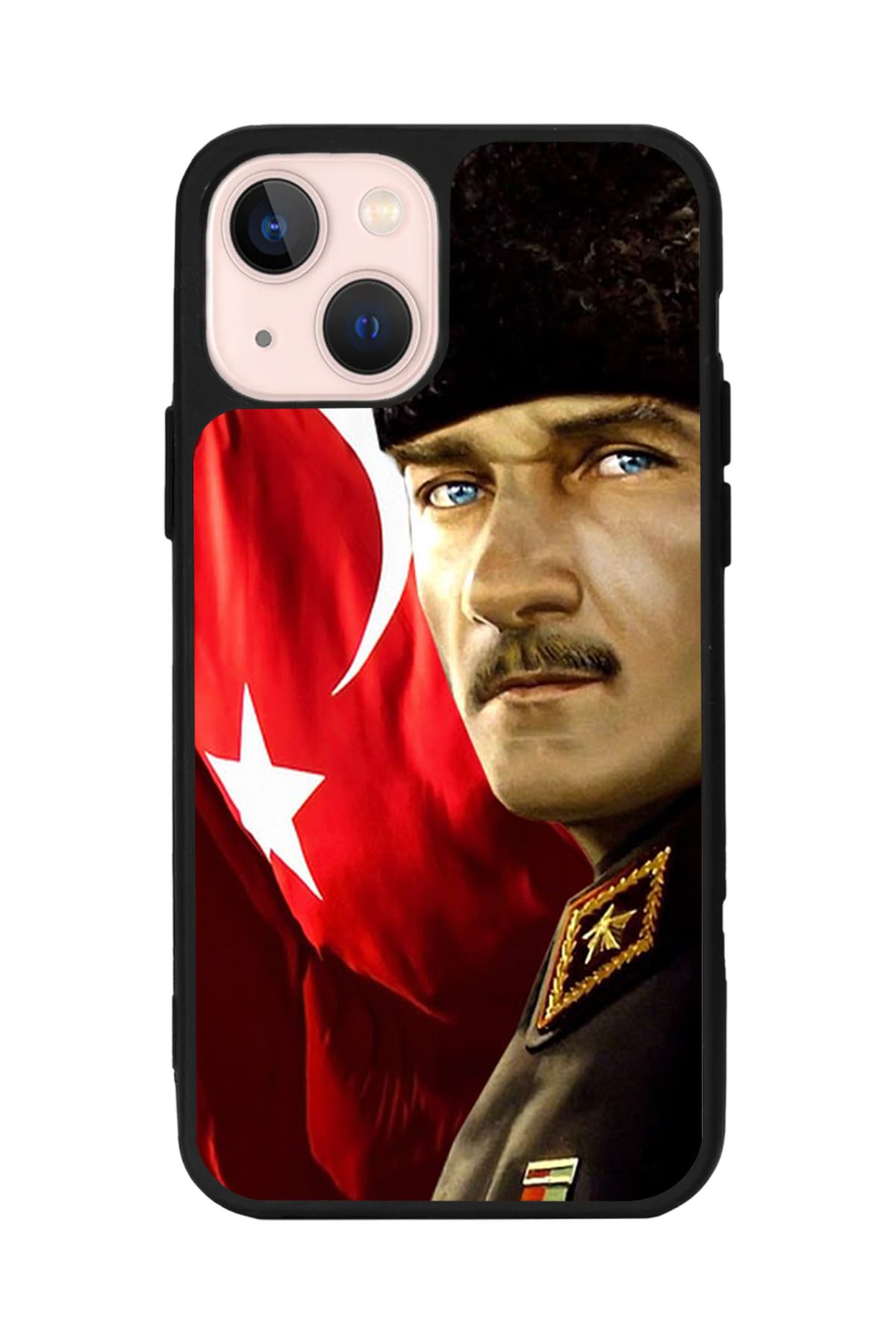 Aksel Kılıf Apple iPhone 13 Mini Uyumlu Baskılı,Mat Siyah,Yumuşak Silikon, Koruyucu, Şok Emici Kapak,Kılıf