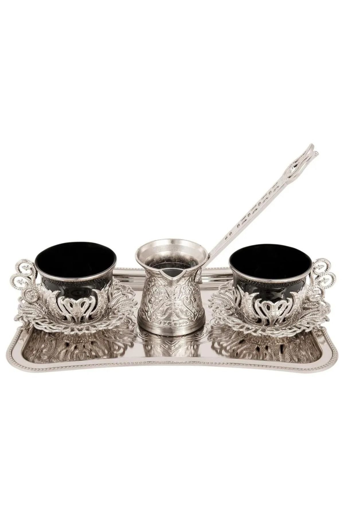 E orient KAHVE SUNUM KAHVE 2'Lİ CEZVELİ KAHVE SETİ ESPRESSO KAHVE MIRRA KAHVE TEPSİLİ