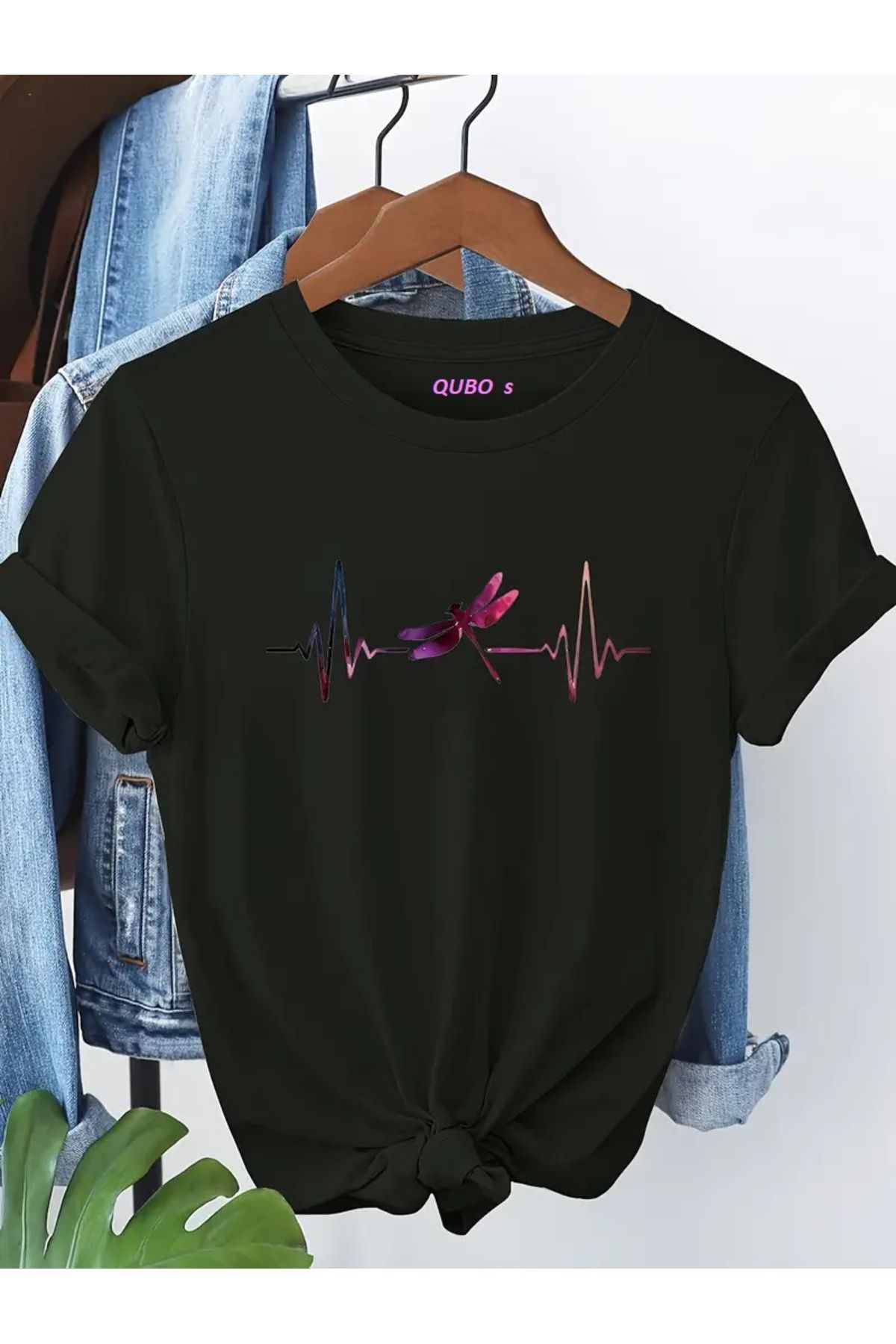 qubo sportswear & company qubo Unisex Oversize Baskılı Pamuklu Bisiklet Yaka Kısa Kollu SİYAH T-shirt
