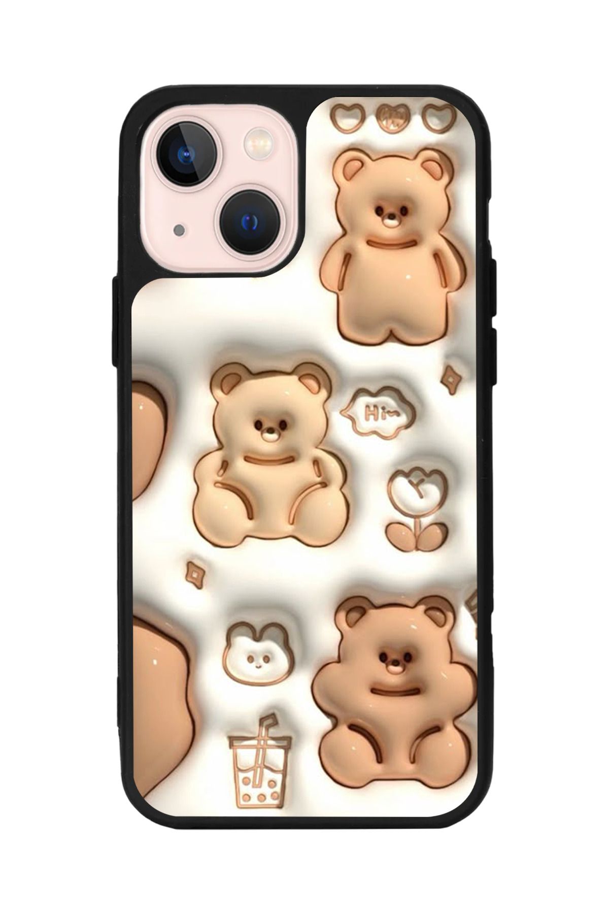 Aksel Kılıf Apple iPhone 13 Uyumlu Baskılı, Mat Siyah,Yumuşak Silikon,Koruyucu,Şok Emici Kapak,Kılıf