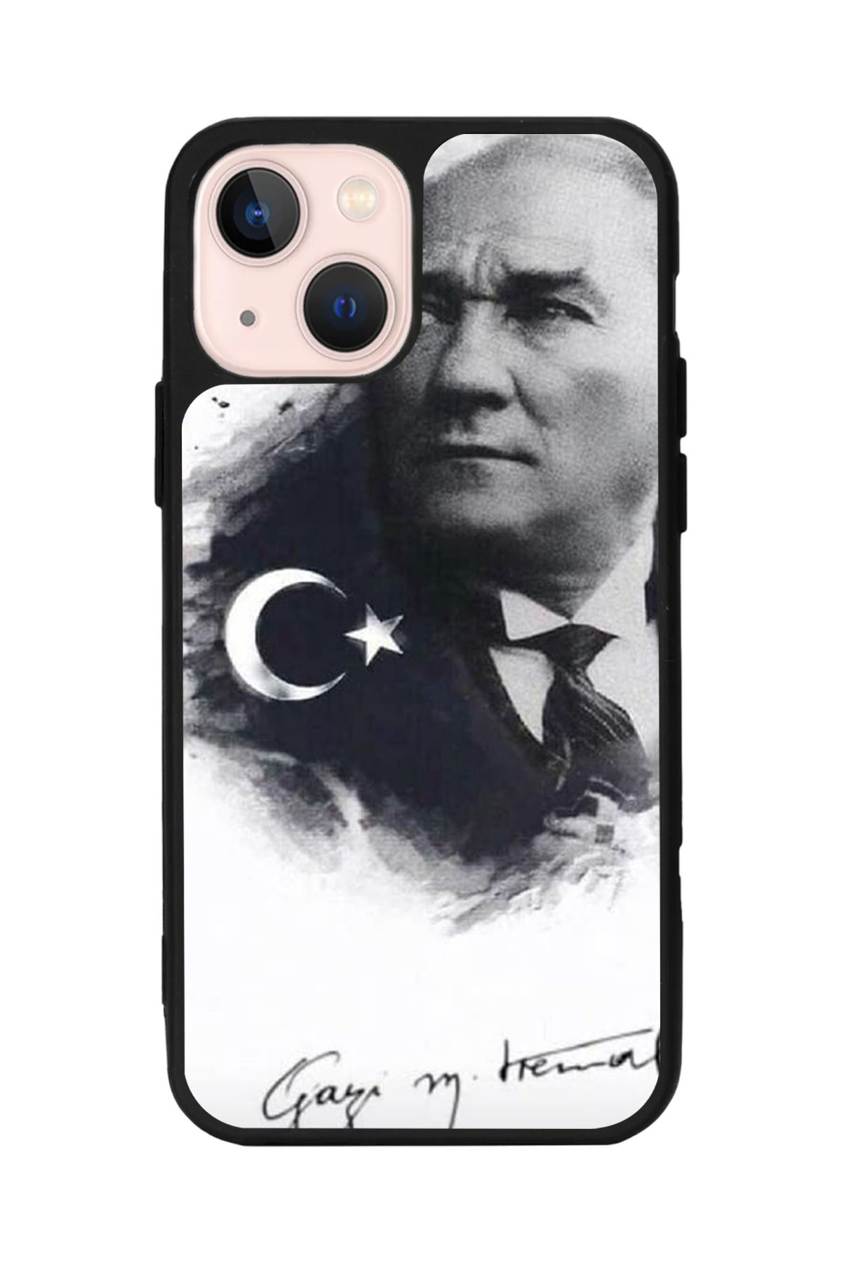 Aksel Kılıf Apple iPhone 15 Uyumlu Baskılı, Mat Siyah Renk, Yumuşak Silikon, Koruyucu, Şok Emici Kapak, Kılıf