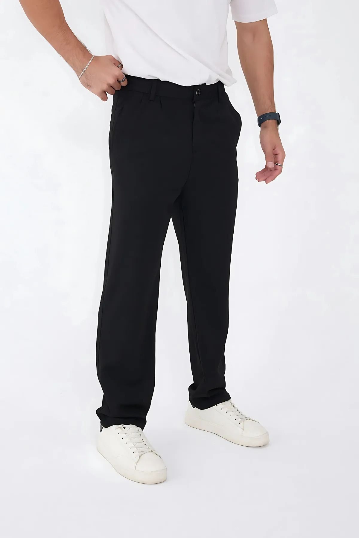 BARLİZ Erkek Beli Düğmeli Baggy Lise Okul Pantolonu