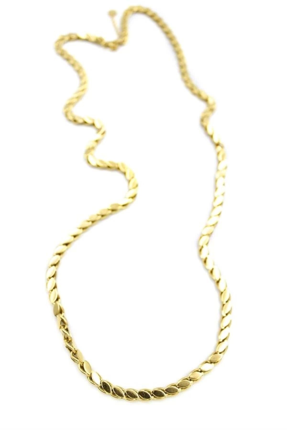 PRATİKOBA İnce Arpa Zincir Kolye(60 cm) - Altın