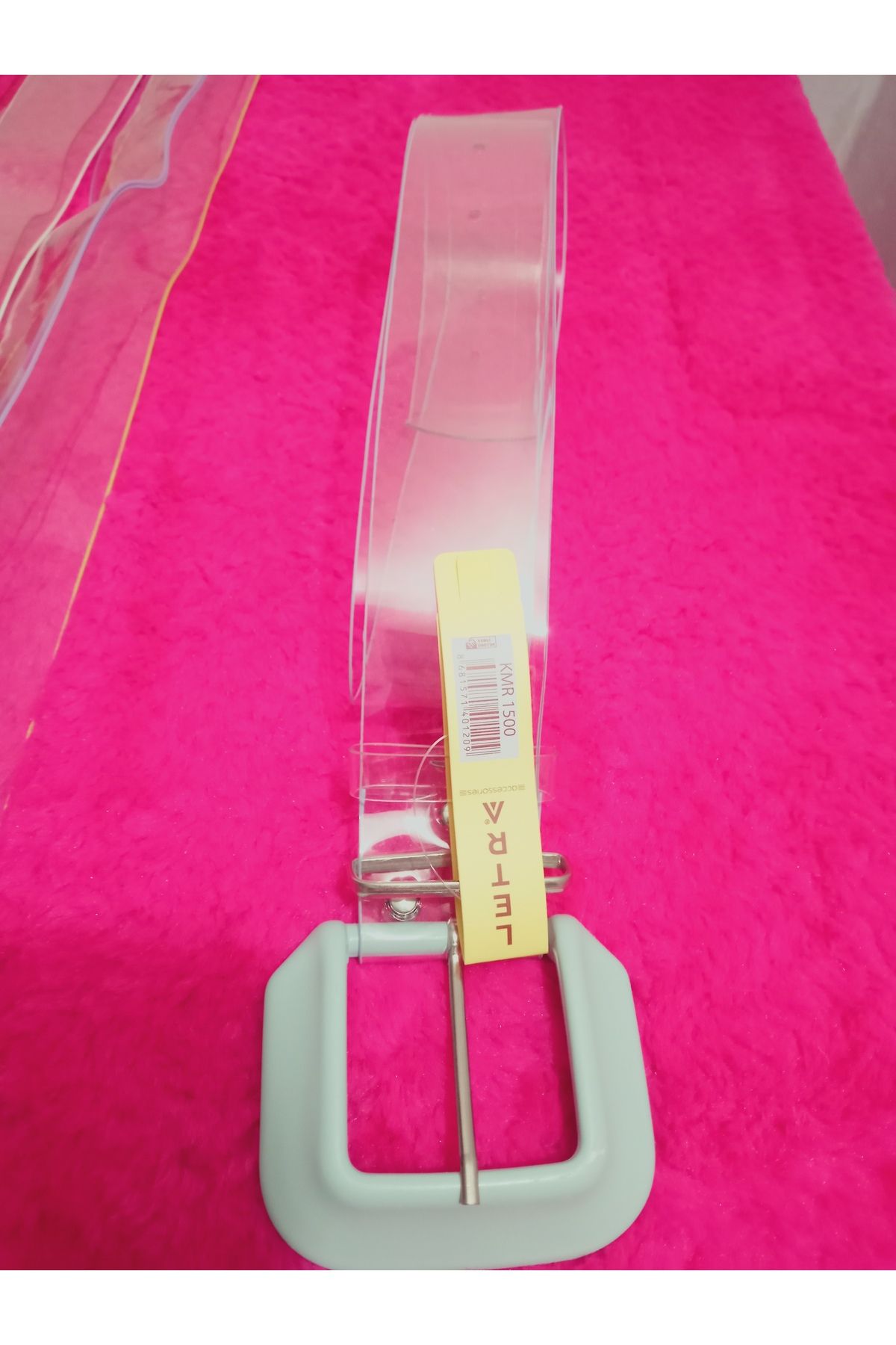 hoaryage Şeffaf Tokalı Kalın Suni Deri Kemer Ortalama Boy 98 cm En 4,5 CM