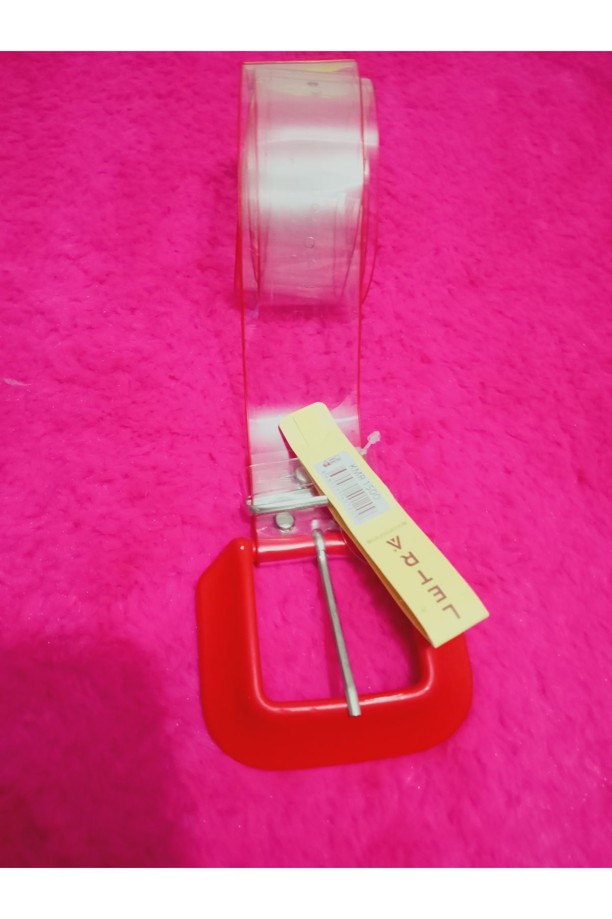 hoaryage Şeffaf Tokalı Kalın Suni Deri Kemer Ortalama Boy 98 cm En 4,5 CM