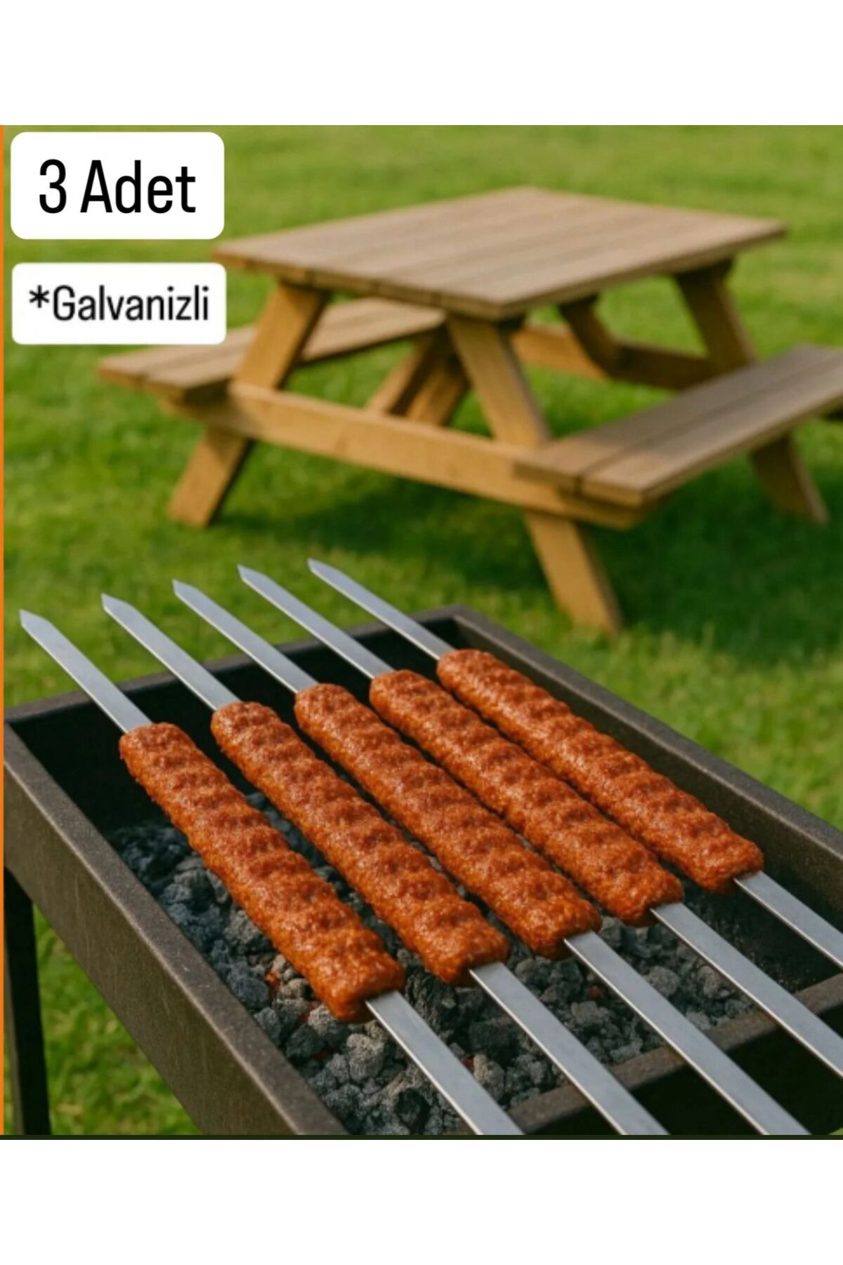 YILMAZNARGİLE 60 Cm Silme Demir Mangal Kebap Şişi Et Ve Kebap Şişi ,Adana Kebap Kıyma Şiş Silme Demir 3 Adet