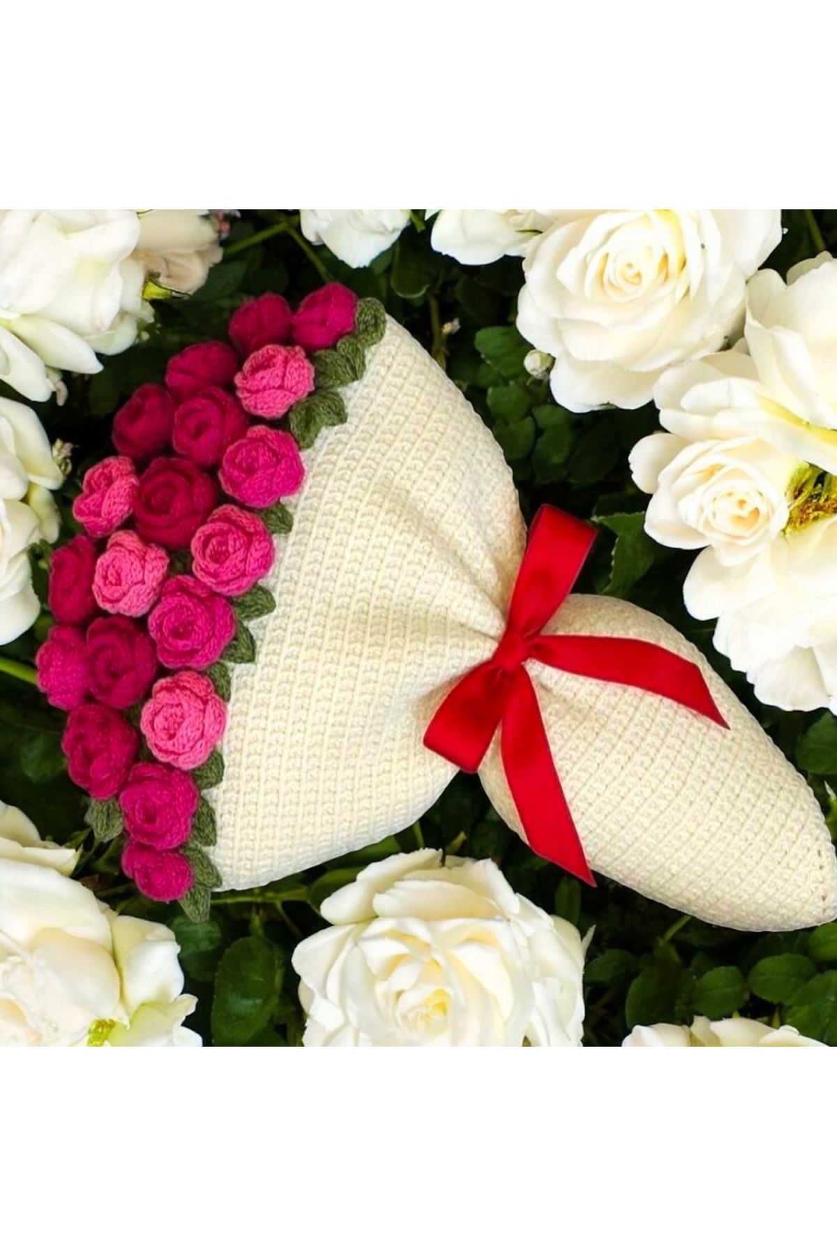 Charme Elegant el örgüsü gül şal
