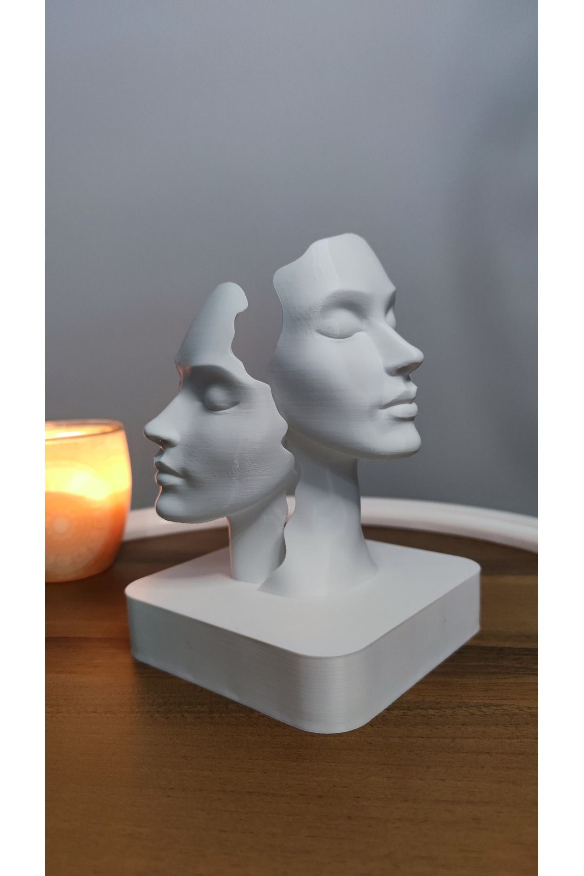 GİZZSTORE HOME Kadının Yüzleri İskandinav Dekor Dekorasyon Biblo Heykel Ev Dekorasyonu Hediyelik 16cm Beyaz Renk