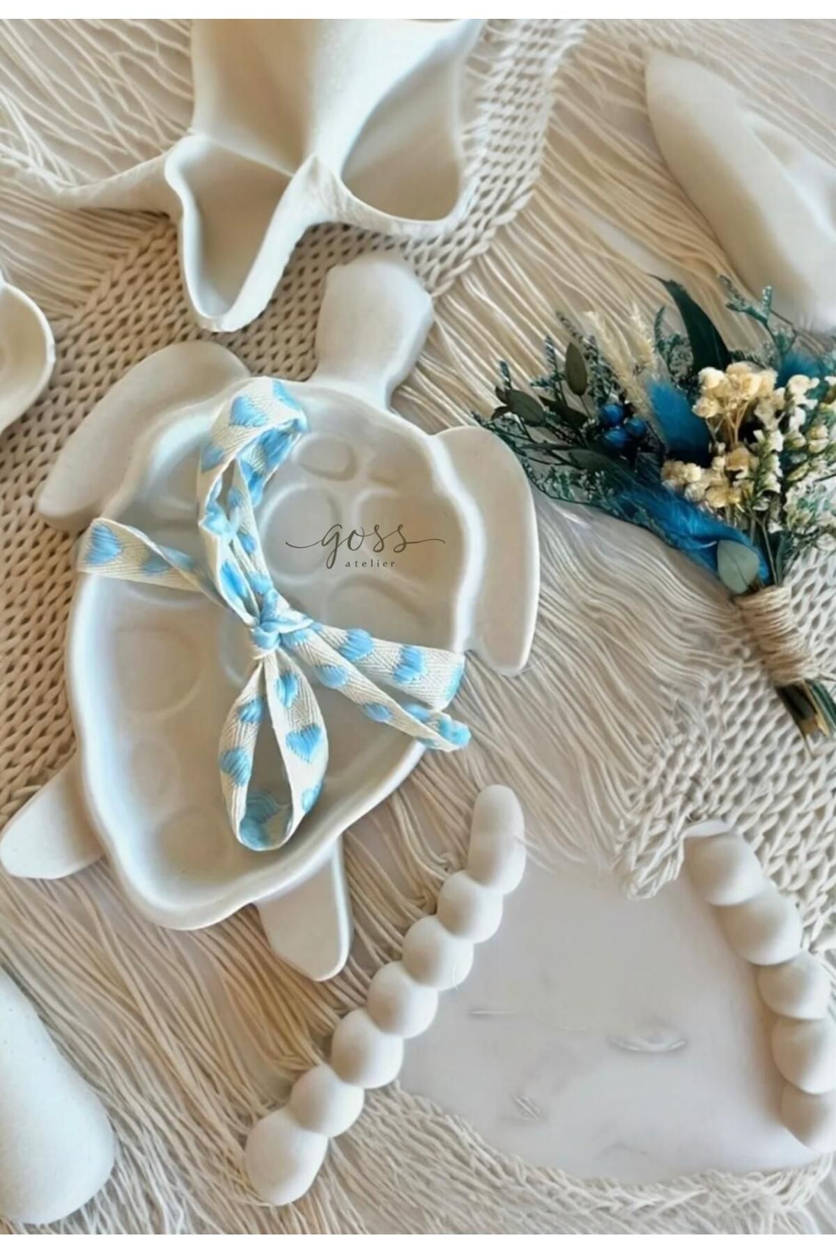 goss atelier Dekoratif Deniz Kaplumbağa Tabak Kase