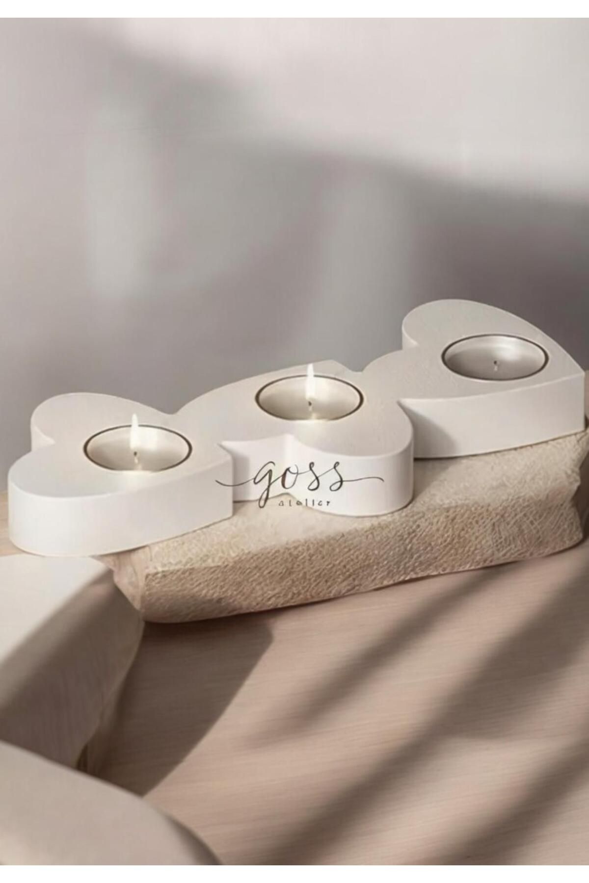 goss atelier 3'lü Kalp Tealight Mumluk