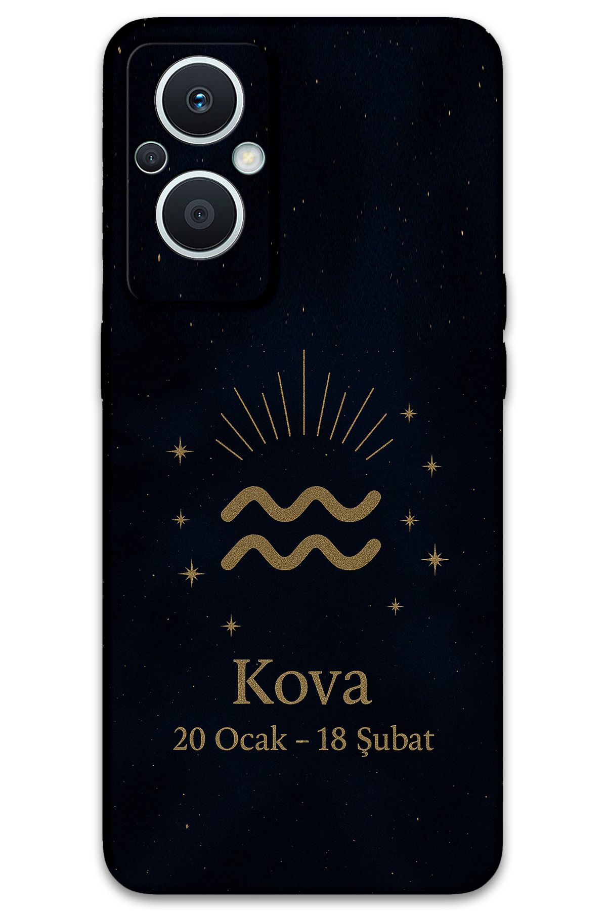 Gramaphone Oppo Reno 7 Lite Uyumlu Kova Burcu Desenli Telefon Kılıfı + Ekran Koruyucu - 5778