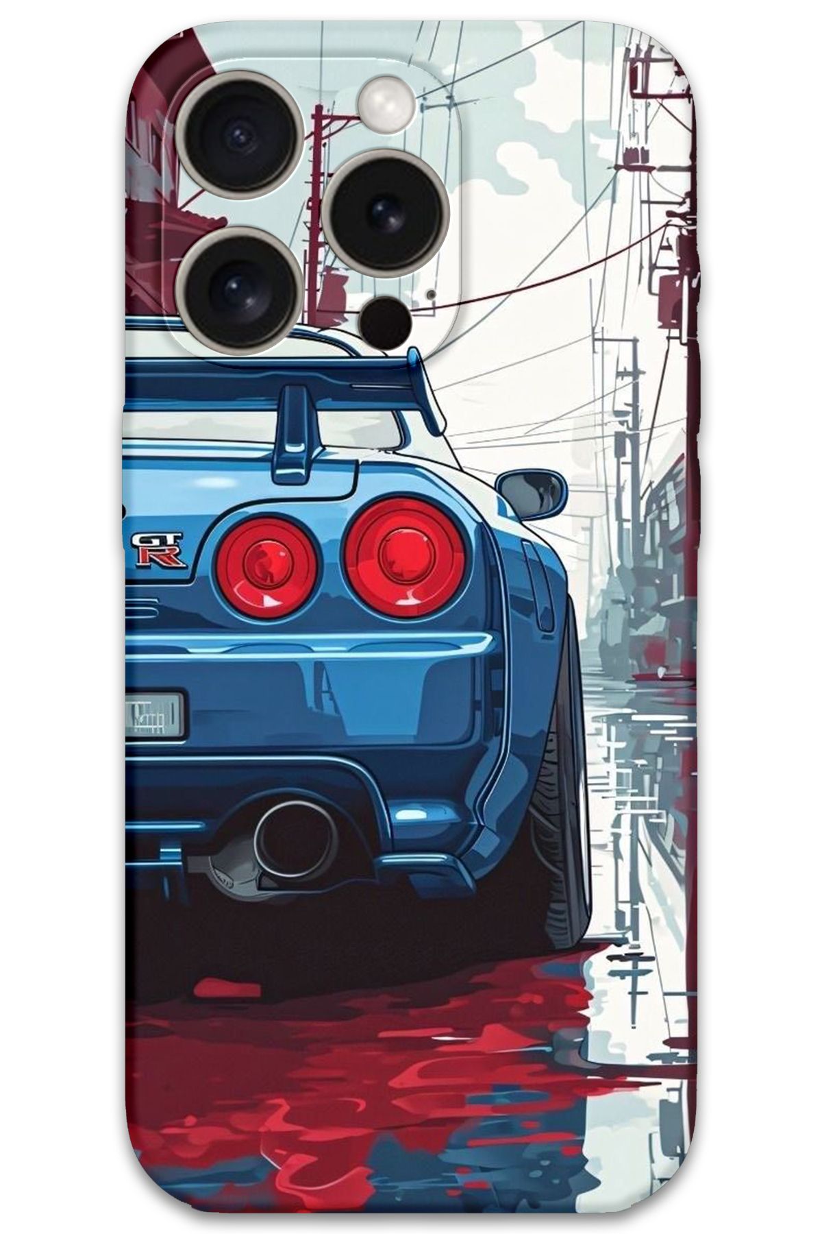 Gramaphone iPhone 15 Pro Max Uyumlu Araba Desenli Telefon Kılıfı + Ekran Koruyucu - 5761