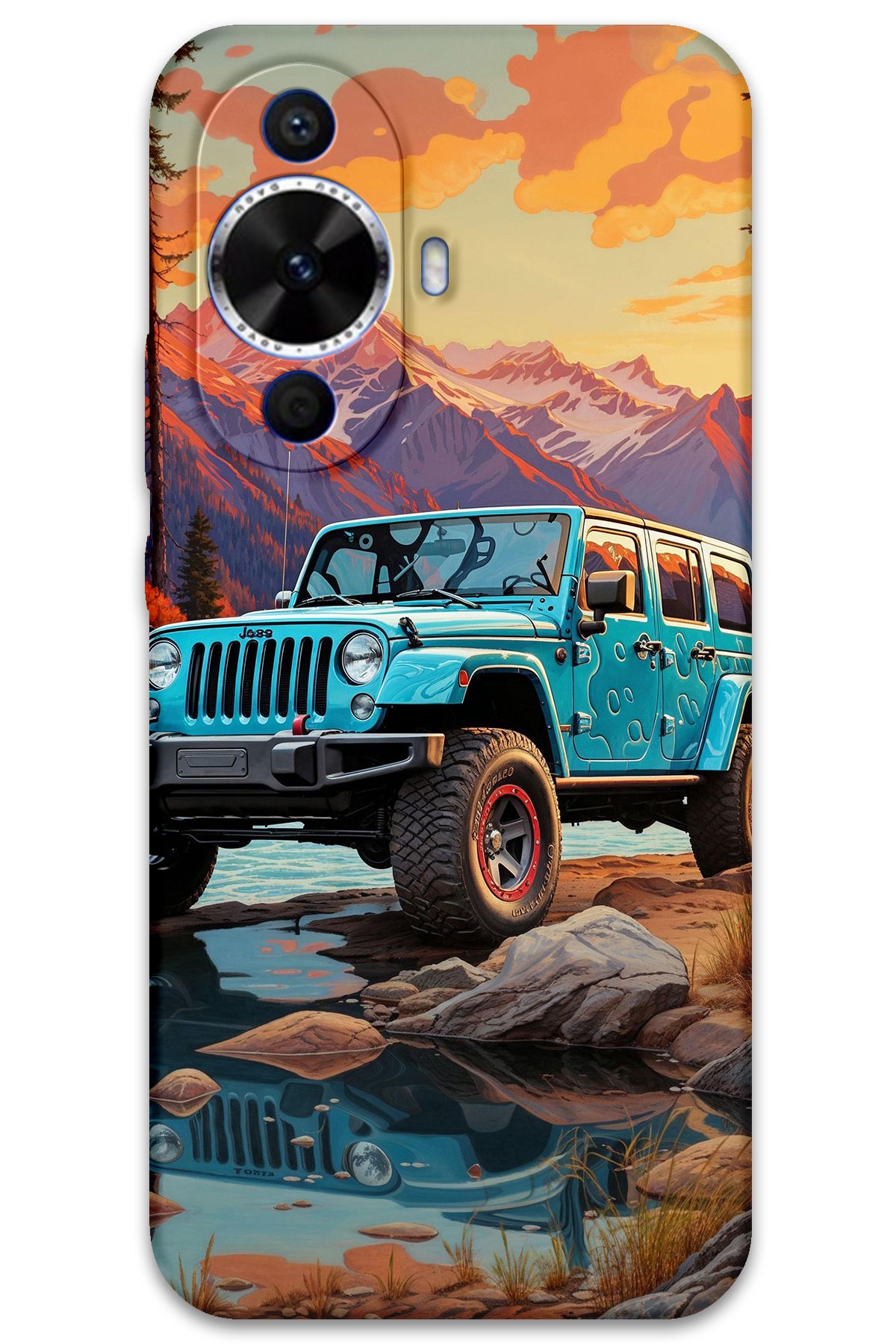 Gramaphone Huawei Nova 12s Uyumlu Araba Desenli Telefon Kılıfı + Ekran Koruyucu - 5758