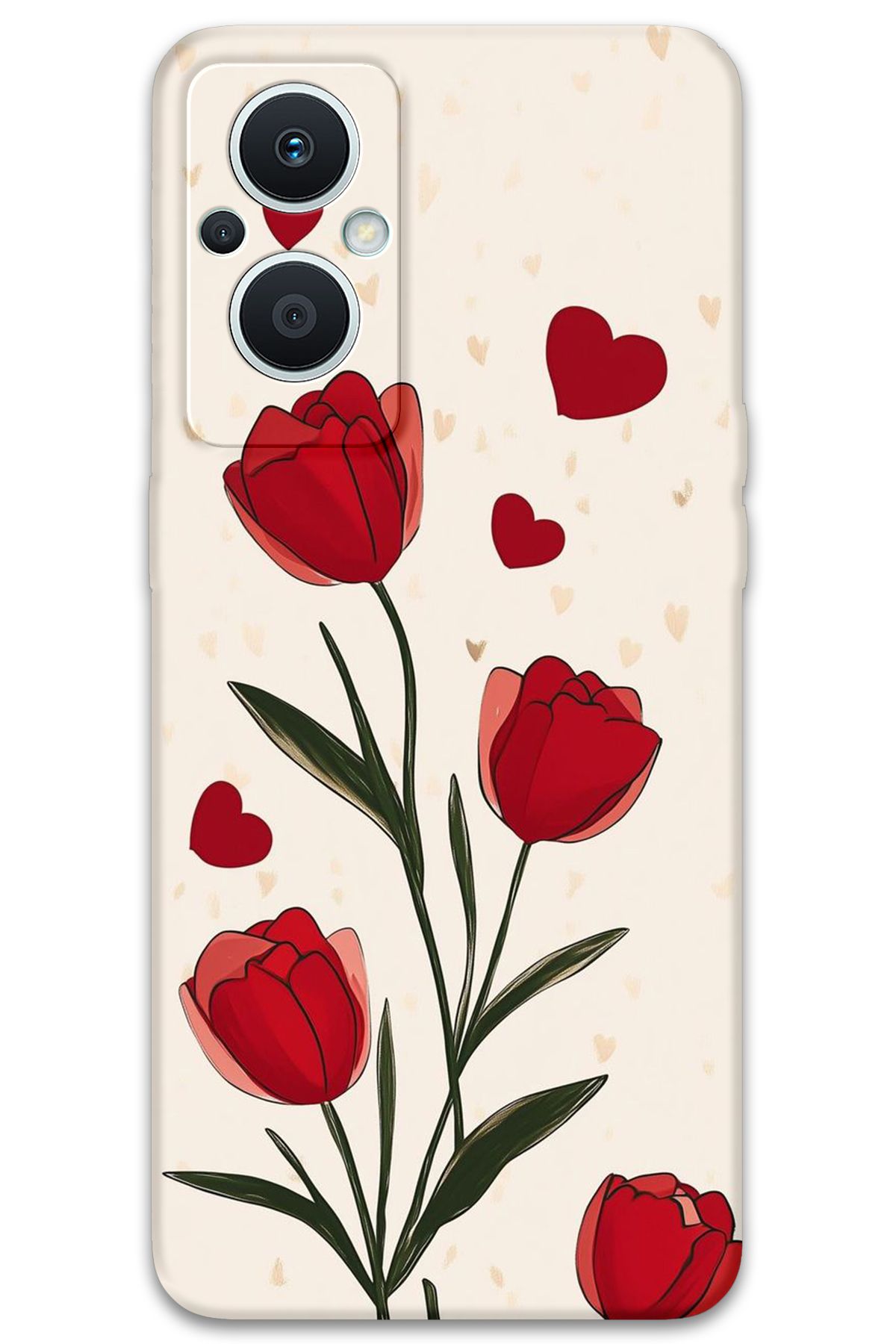 Gramaphone Oppo Reno 7 Lite Uyumlu Çiçek Desenli Telefon Kılıfı + Ekran Koruyucu - 5789