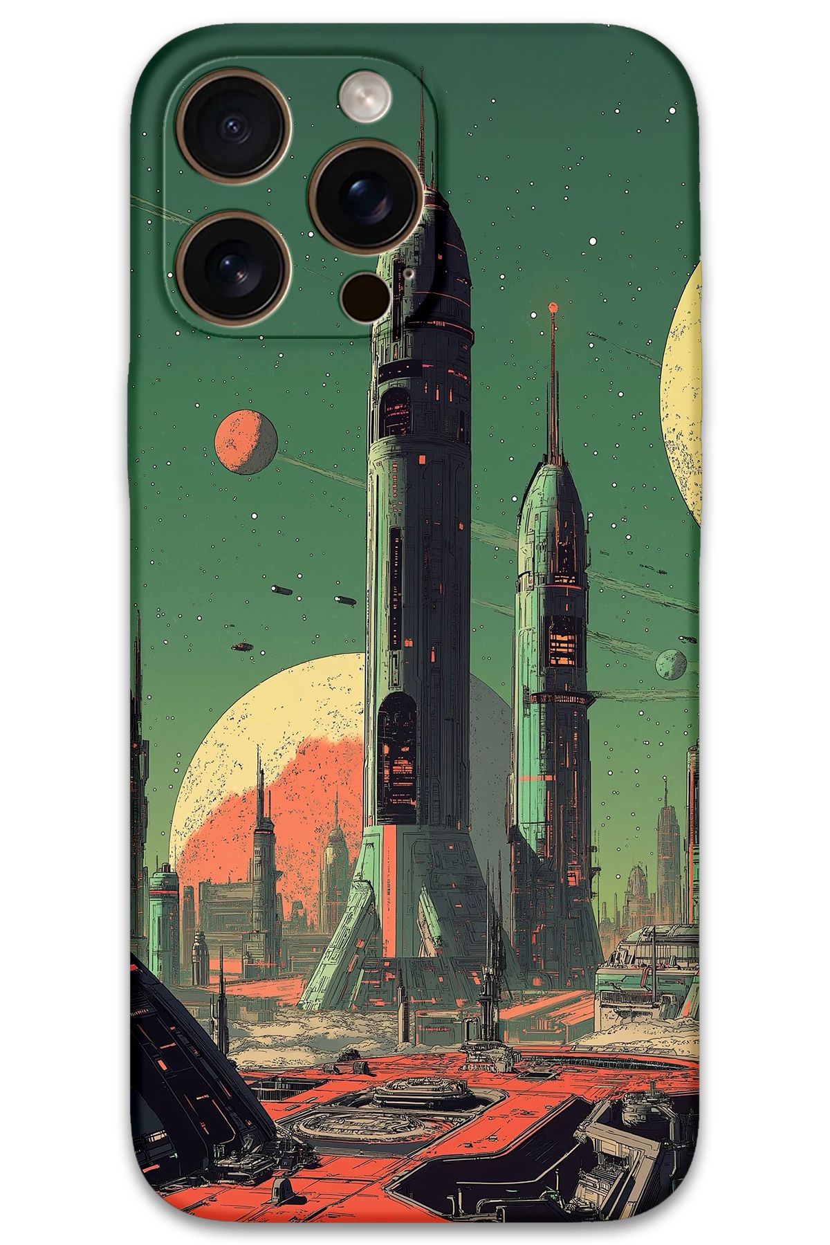 Gramaphone iPhone 16 Pro Uyumlu Uzay Desenli Telefon Kılıfı + Ekran Koruyucu - 5870