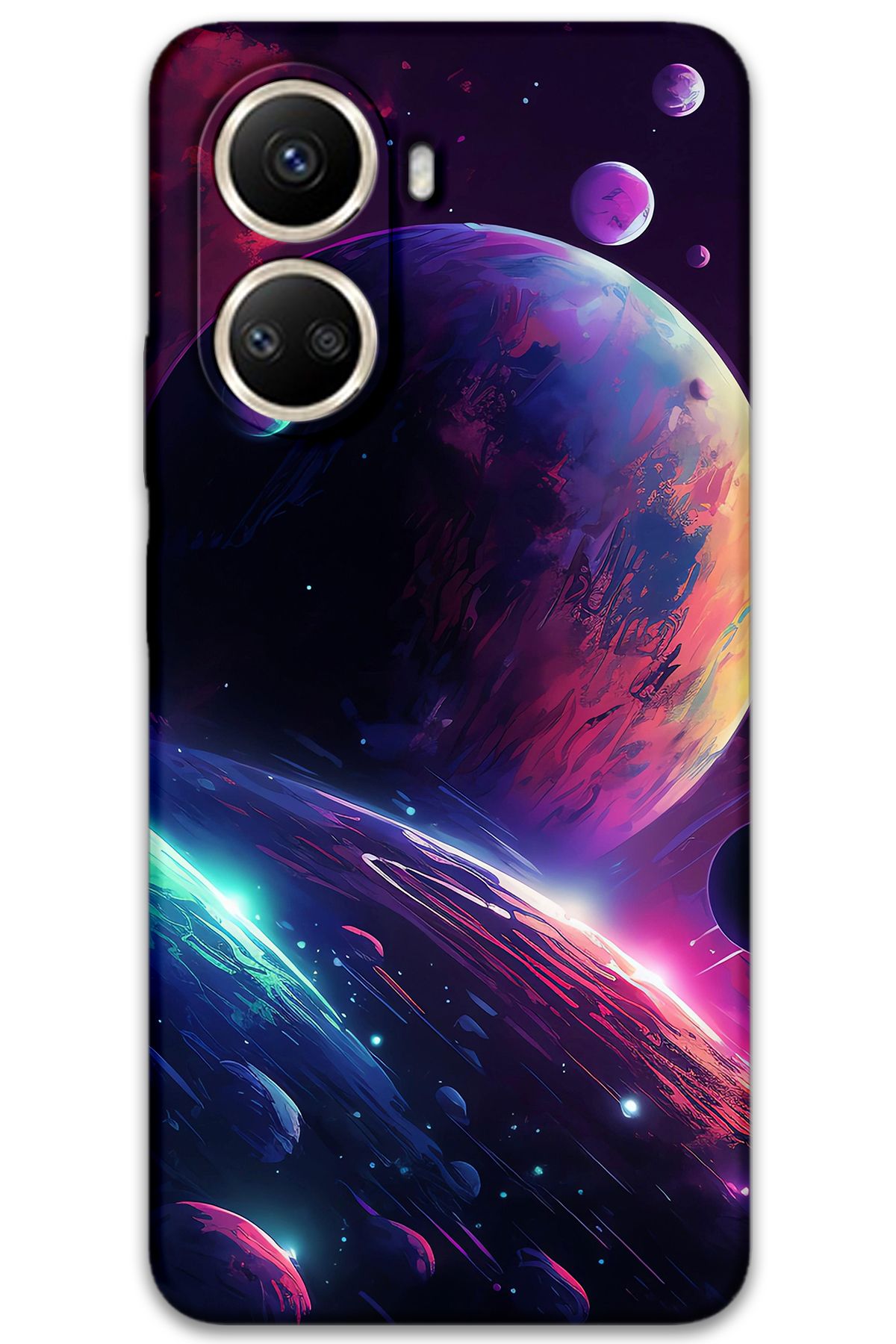 Gramaphone Huawei Nova 10 SE Uyumlu Uzay Desenli Telefon Kılıfı + Ekran Koruyucu - 5862