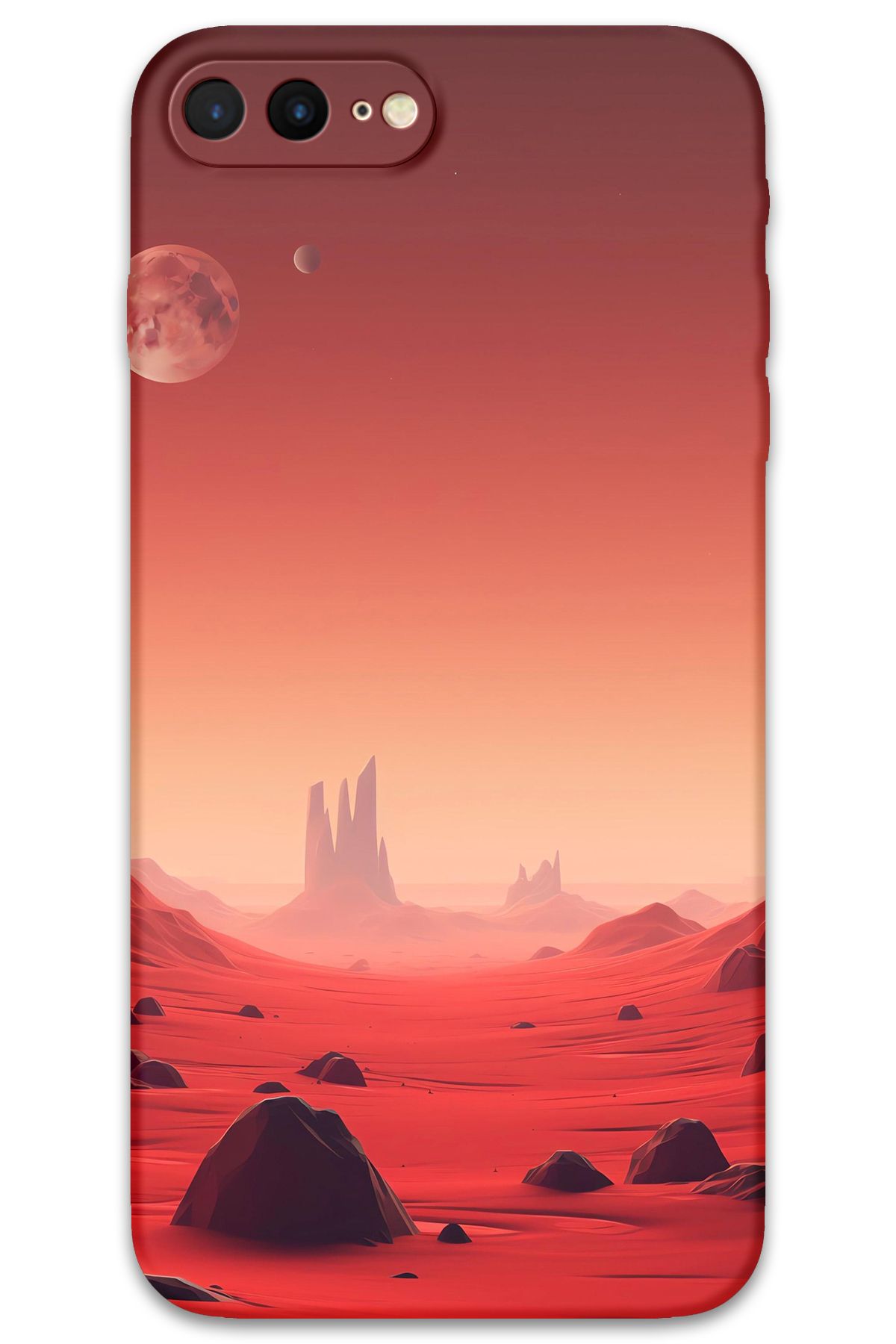 Gramaphone iPhone 8 Plus Uyumlu Uzay Desenli Telefon Kılıfı + Ekran Koruyucu - 5859