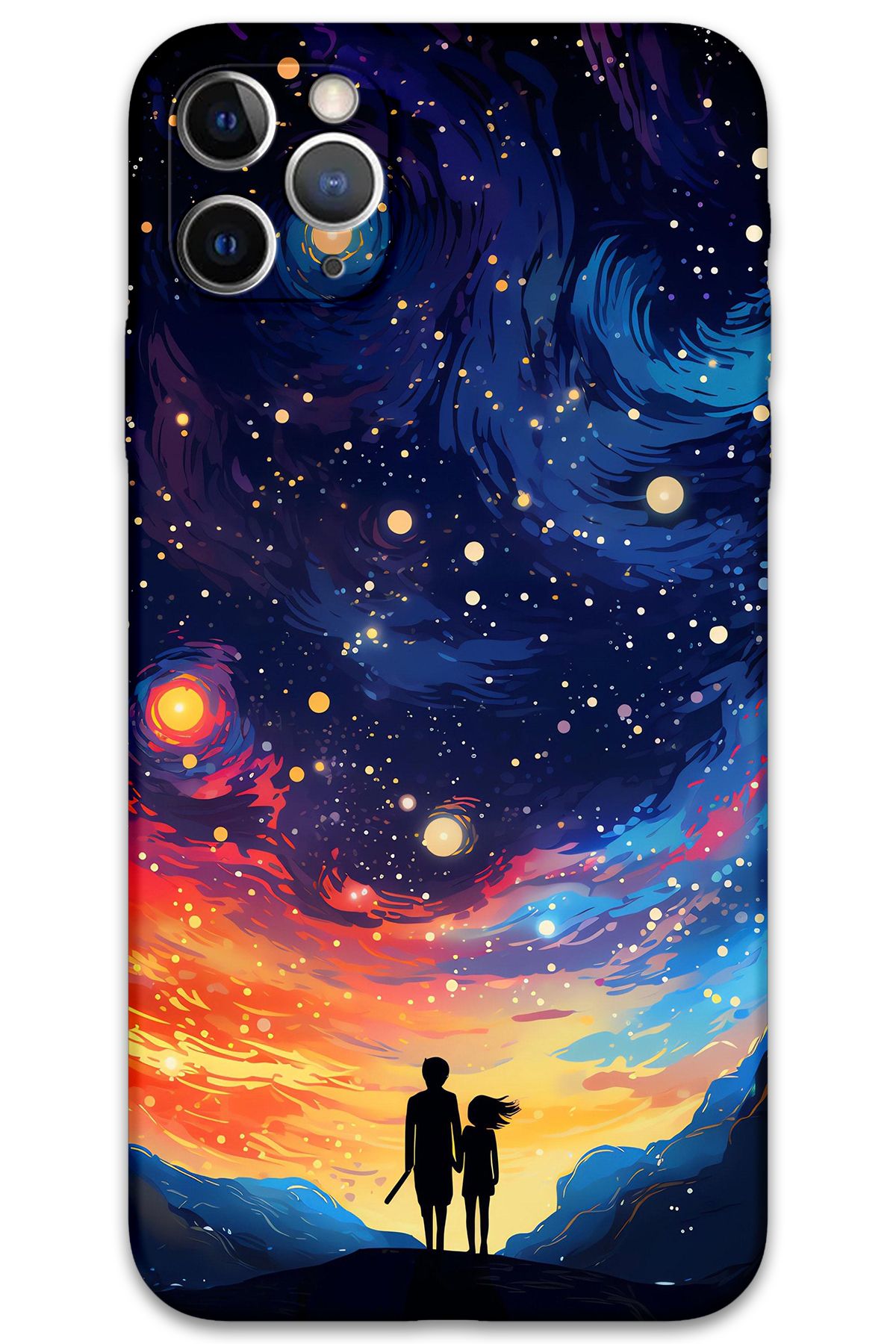 Gramaphone iPhone 11 Pro Max Uyumlu Uzay Desenli Telefon Kılıfı + Ekran Koruyucu - 5863