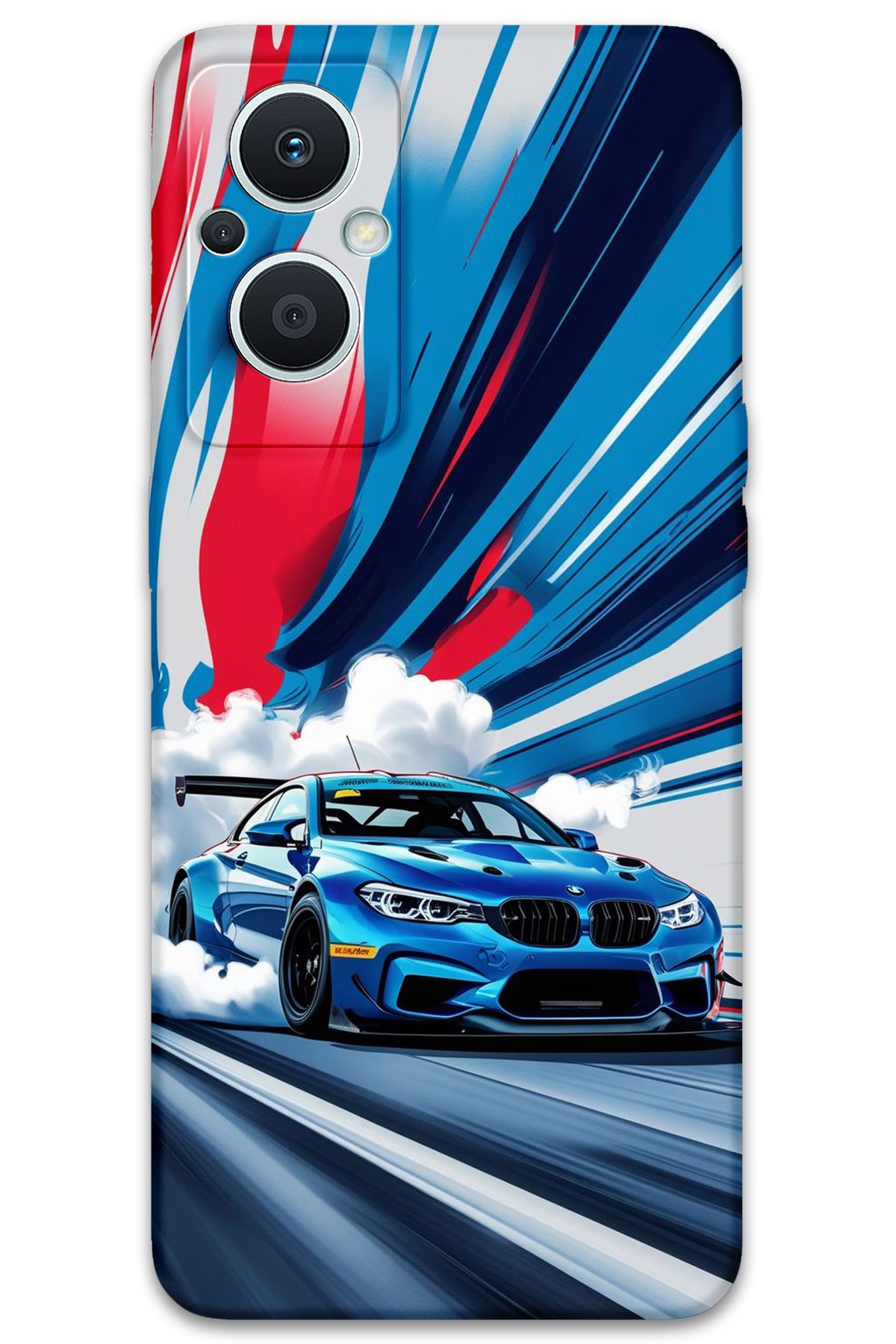 Gramaphone Oppo Reno 7 Lite Uyumlu Araba Desenli Telefon Kılıfı + Ekran Koruyucu - 5762