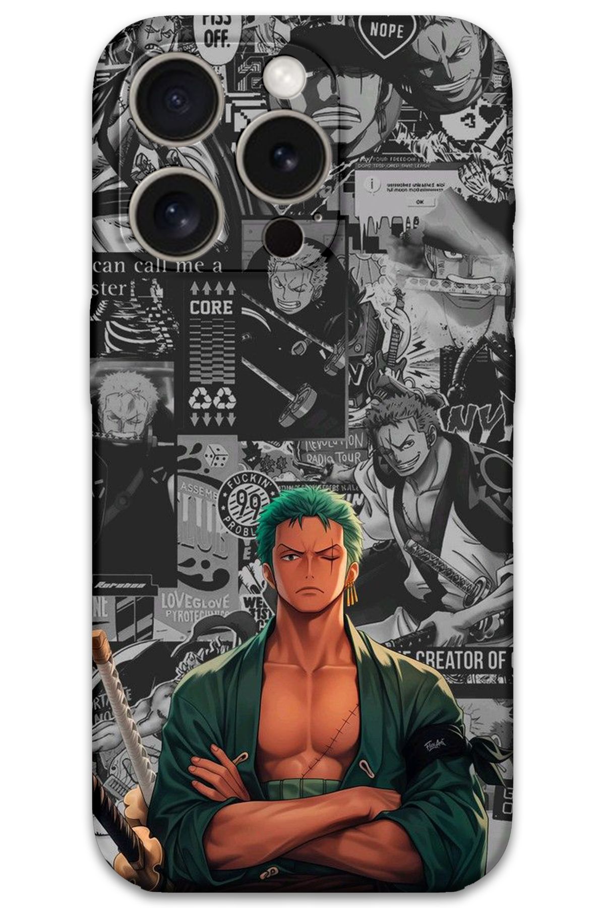 Gramaphone iPhone 15 Pro Uyumlu Anime Desenli Telefon Kılıfı + Ekran Koruyucu - 5756