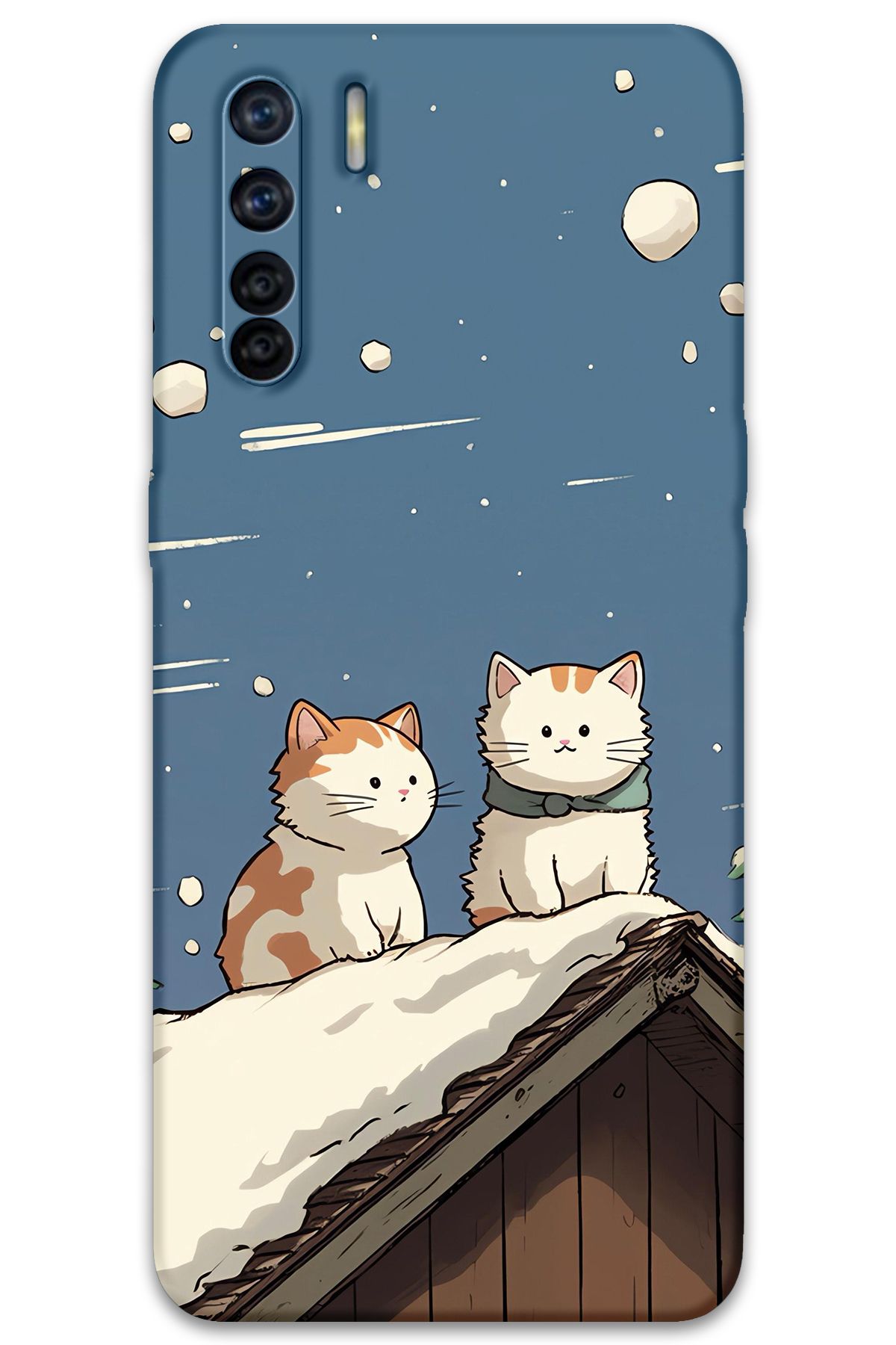 Gramaphone Oppo A91 Uyumlu Kedi Desenli Telefon Kılıfı + Ekran Koruyucu - 5780