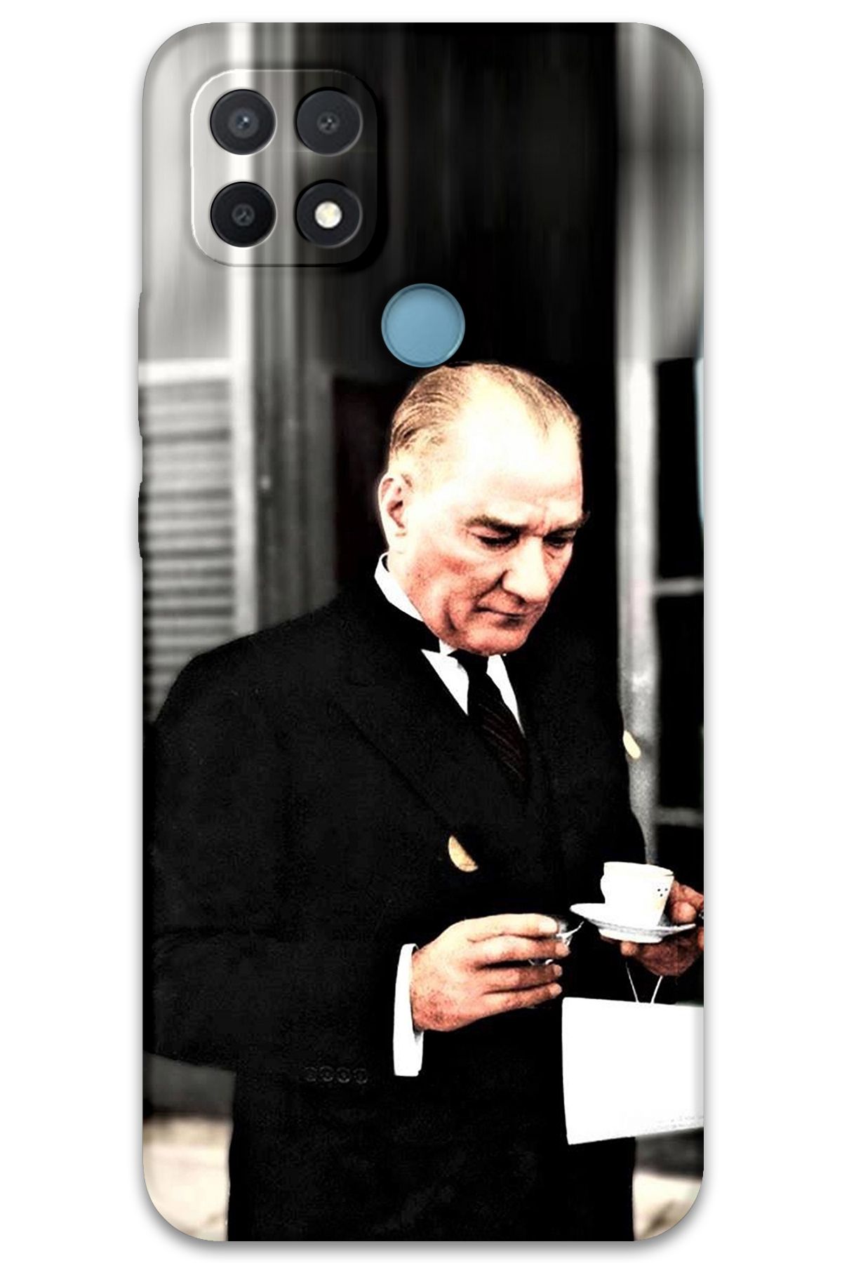 Gramaphone Oppo A15s Uyumlu Atatürk Desenli Telefon Kılıfı + Ekran Koruyucu - 5850