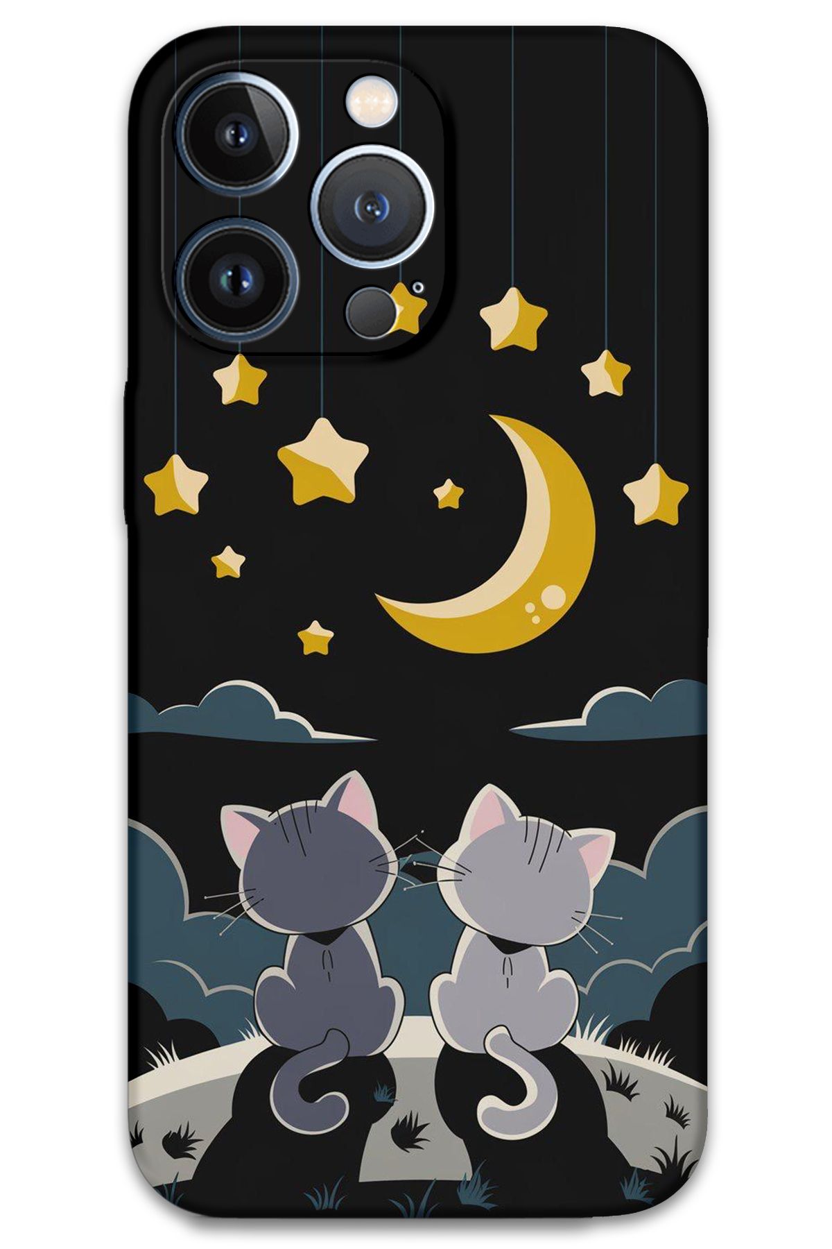 Gramaphone iPhone 13 Pro Max Uyumlu Kedi Desenli Telefon Kılıfı + Ekran Koruyucu - 5809