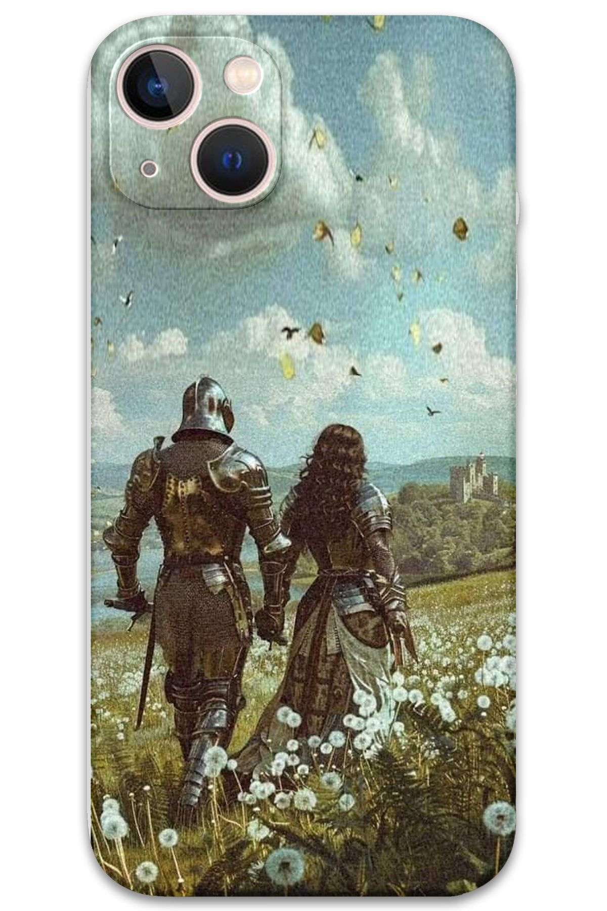 Gramaphone iPhone 14 Uyumlu Retro Desenli Telefon Kılıfı + Ekran Koruyucu - 5843