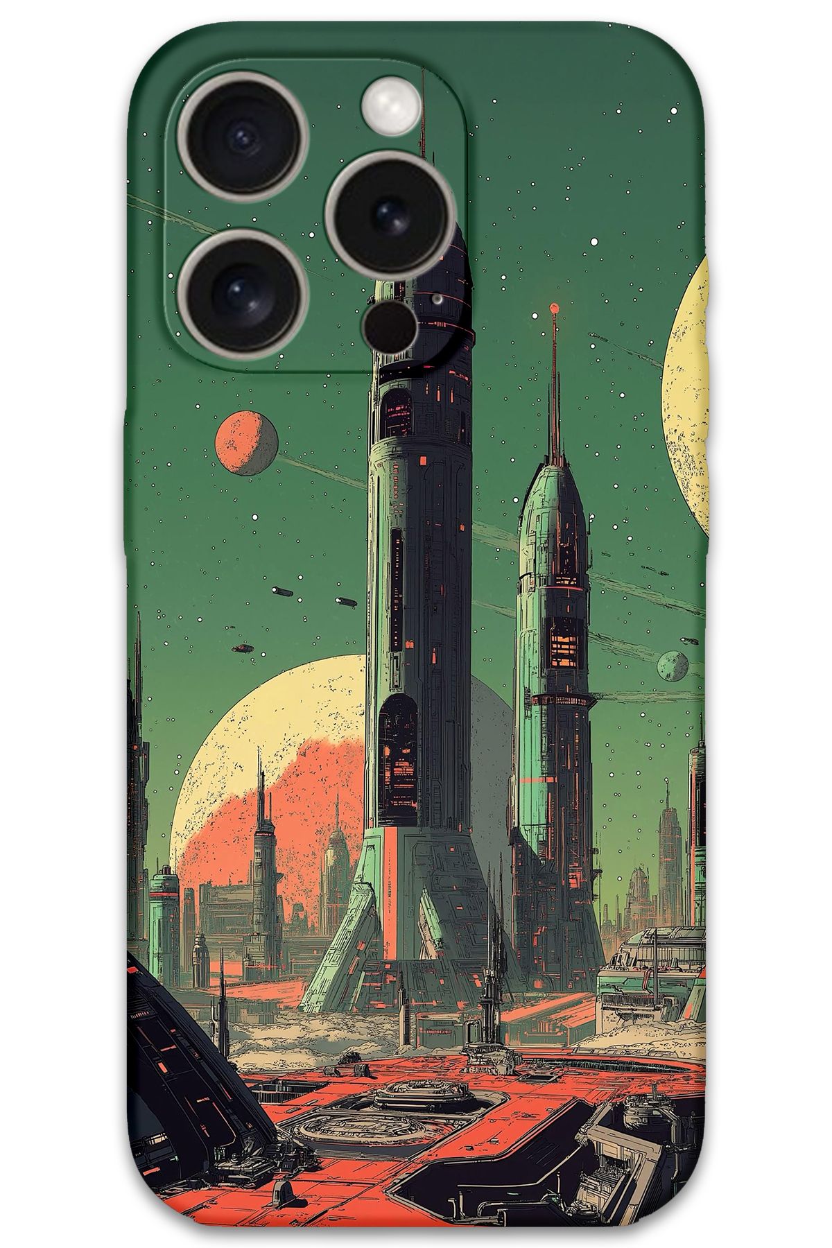 Gramaphone iPhone 15 Pro Uyumlu Uzay Desenli Telefon Kılıfı + Ekran Koruyucu - 5870