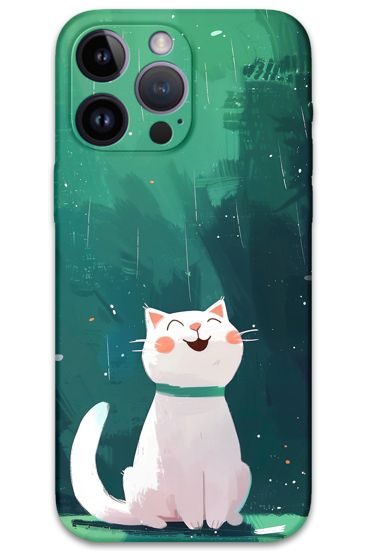Gramaphone iPhone 14 Pro Max Uyumlu Kedi Desenli Telefon Kılıfı + Ekran Koruyucu - 5781