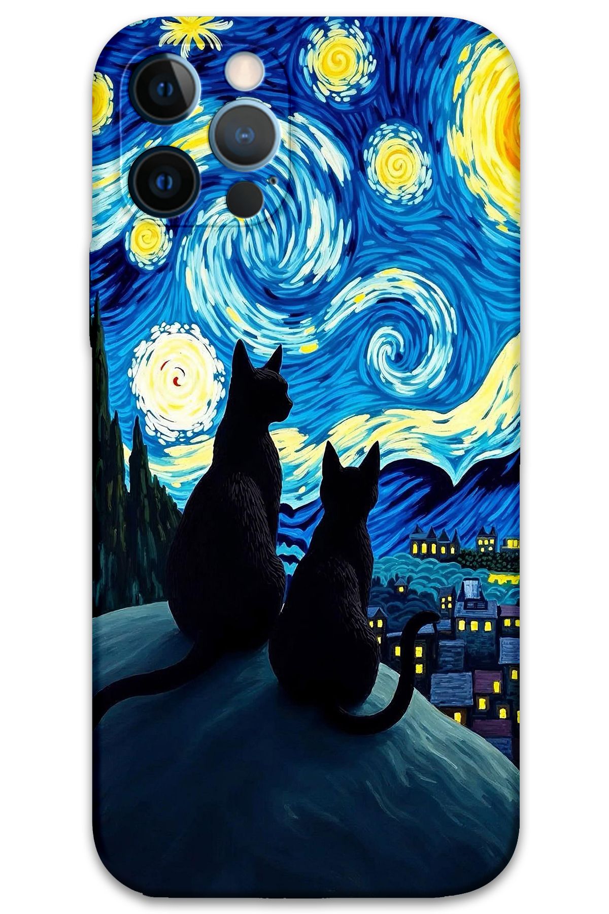 Gramaphone iPhone 12 Pro Max Uyumlu Kedi Desenli Telefon Kılıfı + Ekran Koruyucu - 5782