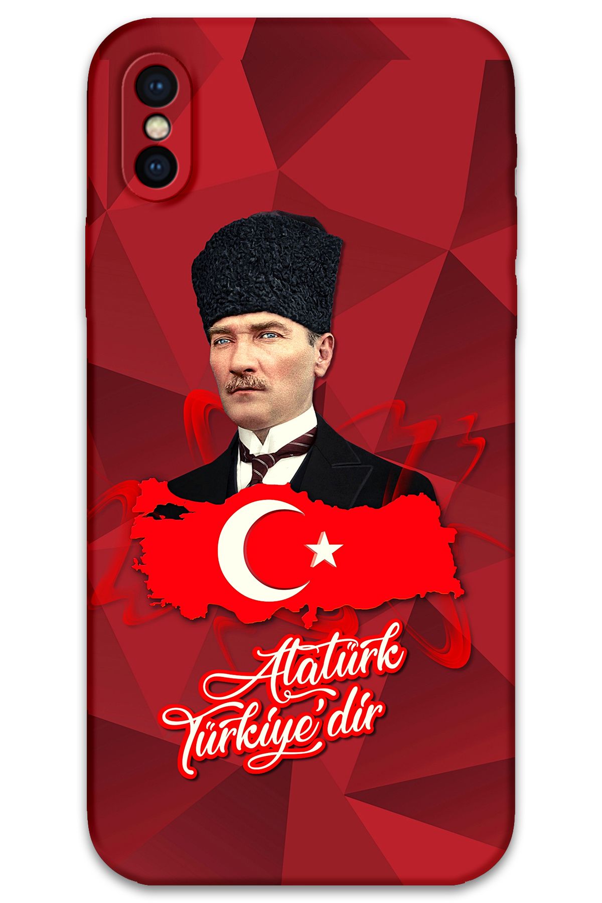 Gramaphone iPhone X Uyumlu Atatürk Desenli Telefon Kılıfı + Ekran Koruyucu - 5851