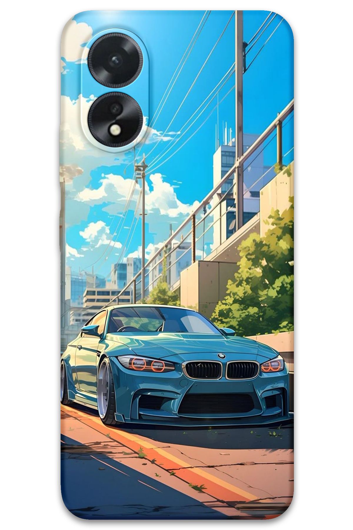 Gramaphone Oppo A38 Uyumlu Araba Desenli Telefon Kılıfı + Ekran Koruyucu - 5760