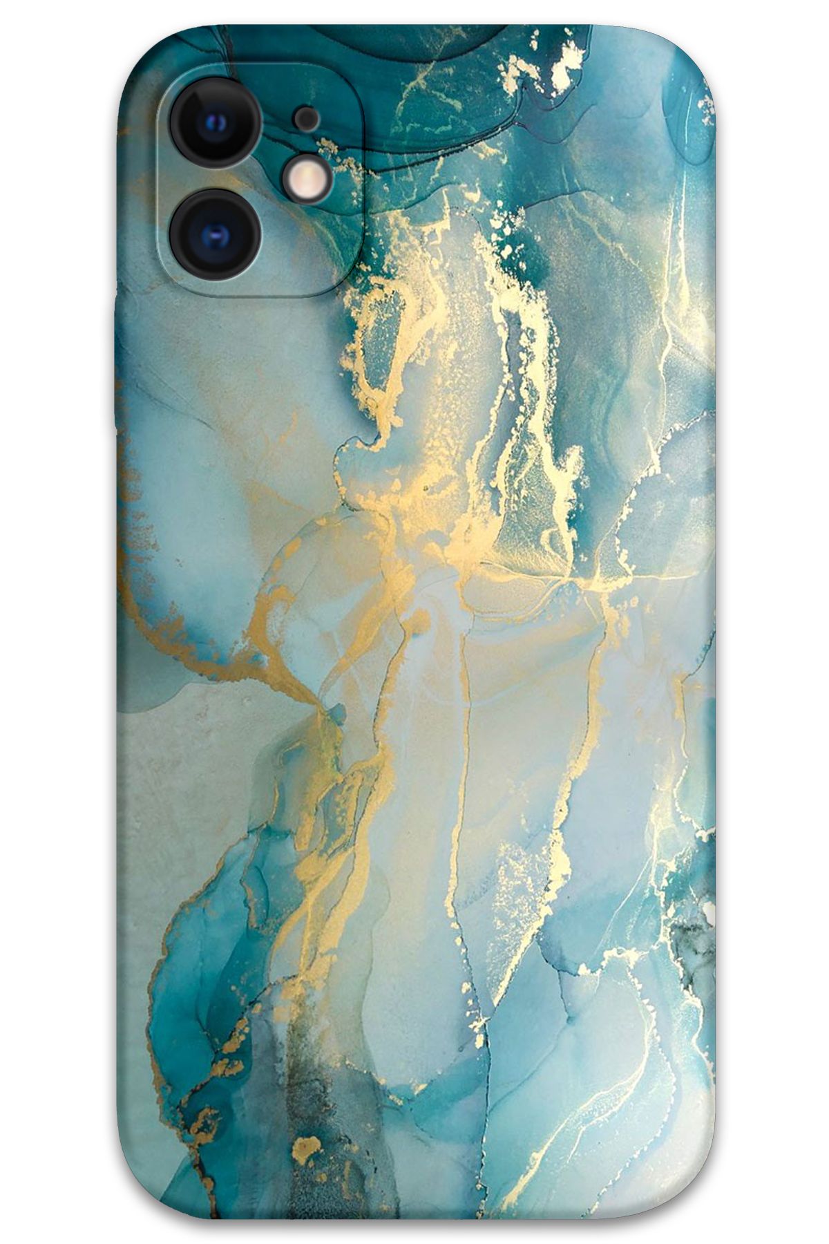 Gramaphone iPhone 12 Uyumlu Mermer Desenli Telefon Kılıfı + Ekran Koruyucu - 5814