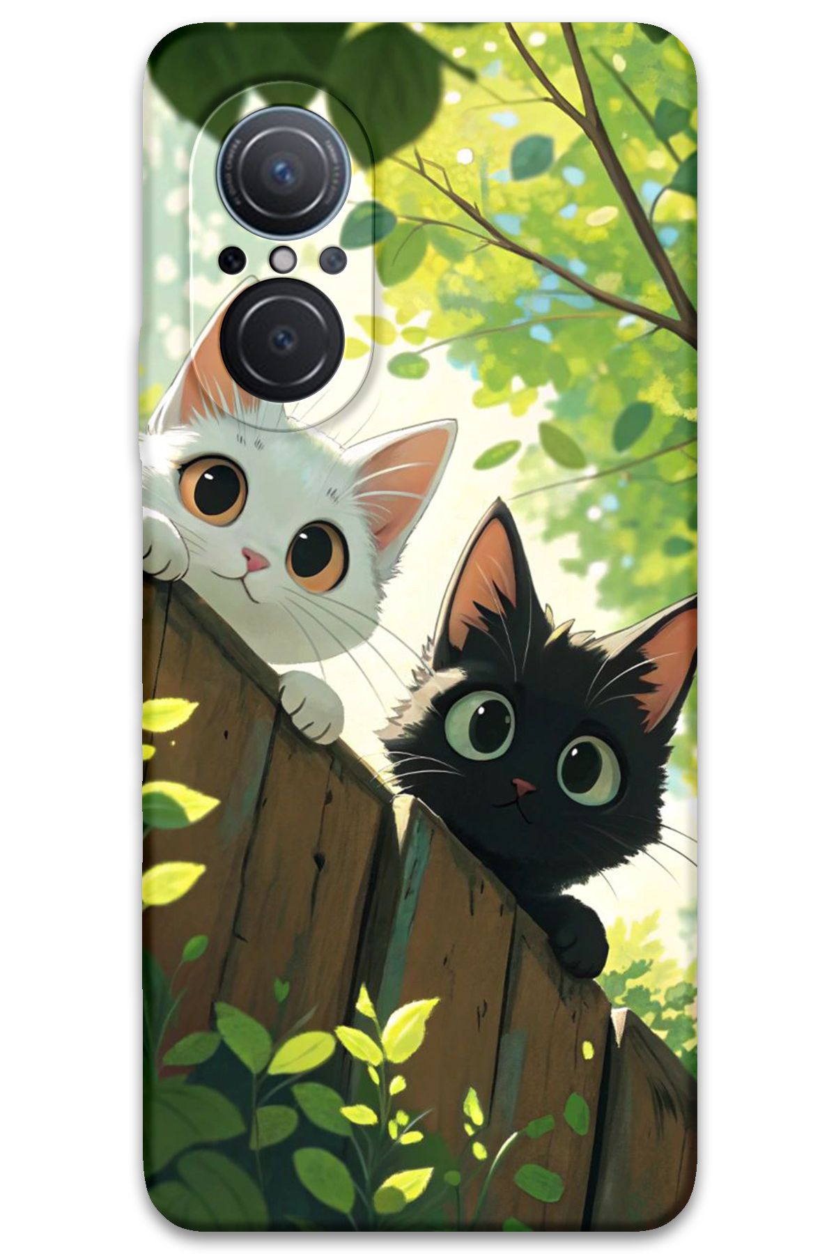 Gramaphone Huawei Nova 9 SE Uyumlu Kedi Desenli Telefon Kılıfı + Ekran Koruyucu - 5785