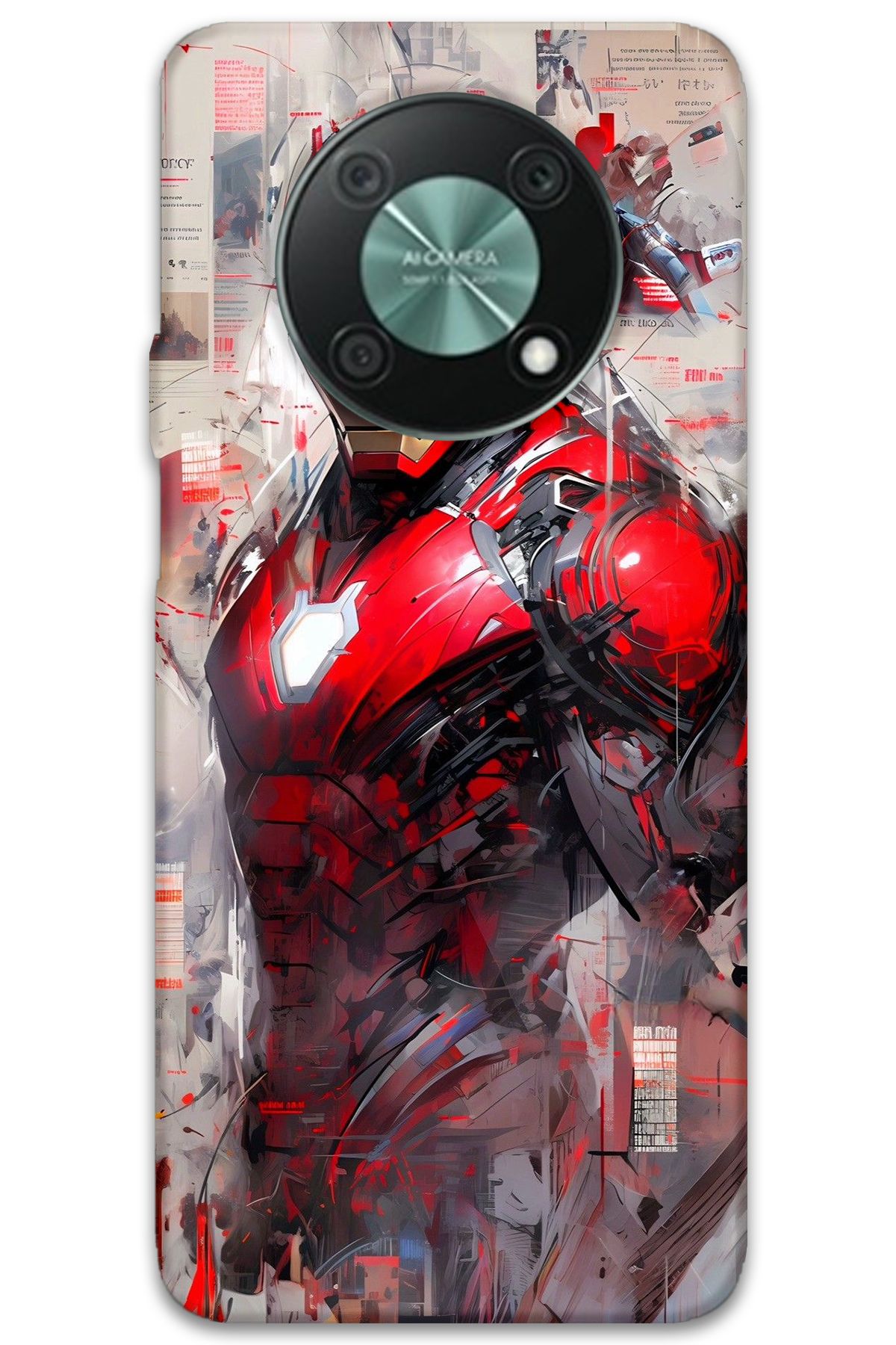 Gramaphone Huawei Nova Y90 Uyumlu İronman Desenli Telefon Kılıfı + Ekran Koruyucu - 5828
