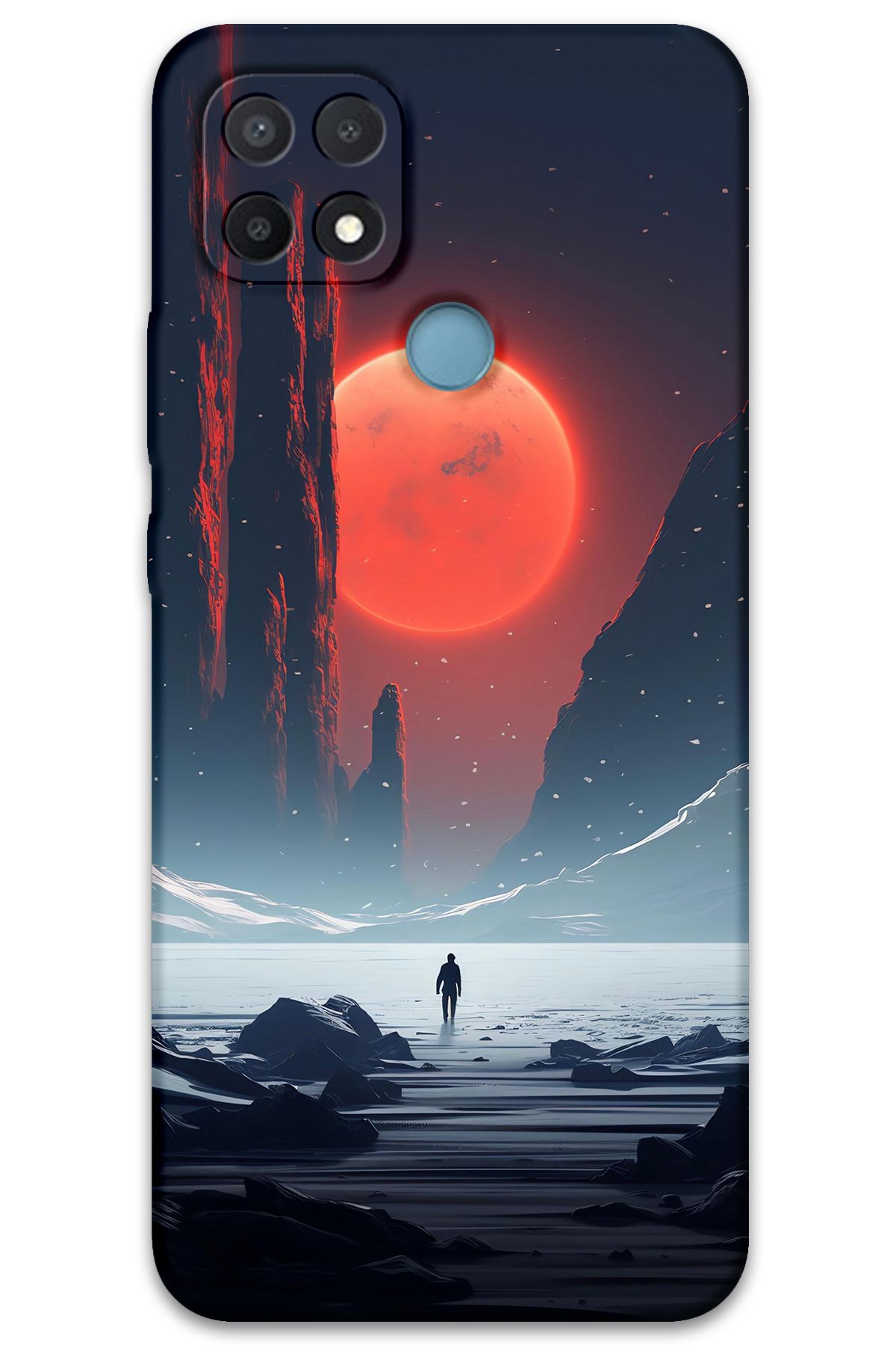 Gramaphone Oppo A15s Uyumlu Uzay Desenli Telefon Kılıfı + Ekran Koruyucu - 5861