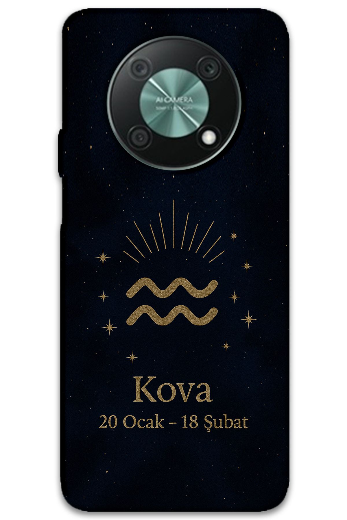 Gramaphone Huawei Nova Y90 Uyumlu Kova Burcu Desenli Telefon Kılıfı + Ekran Koruyucu - 5778