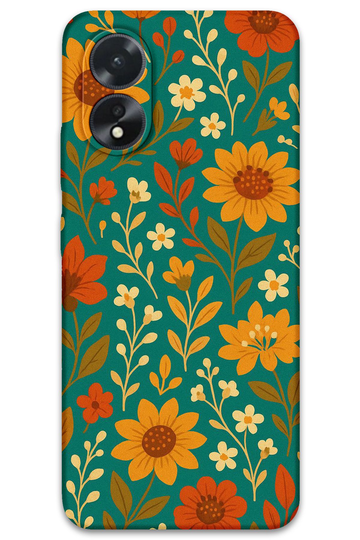 Gramaphone Oppo A38 Uyumlu Çiçek Desenli Telefon Kılıfı + Ekran Koruyucu - 5786