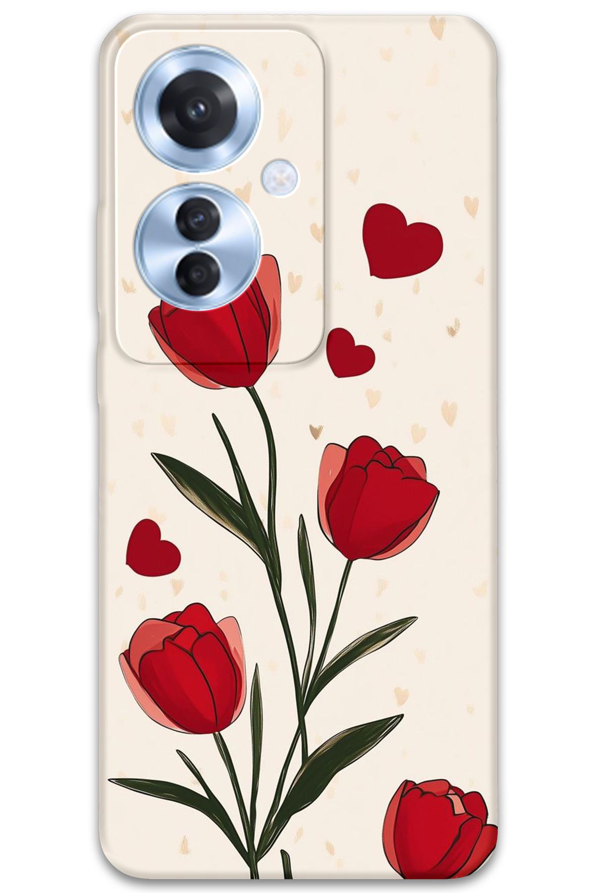 Gramaphone Oppo Reno 11F Uyumlu Çiçek Desenli Telefon Kılıfı + Ekran Koruyucu - 5789