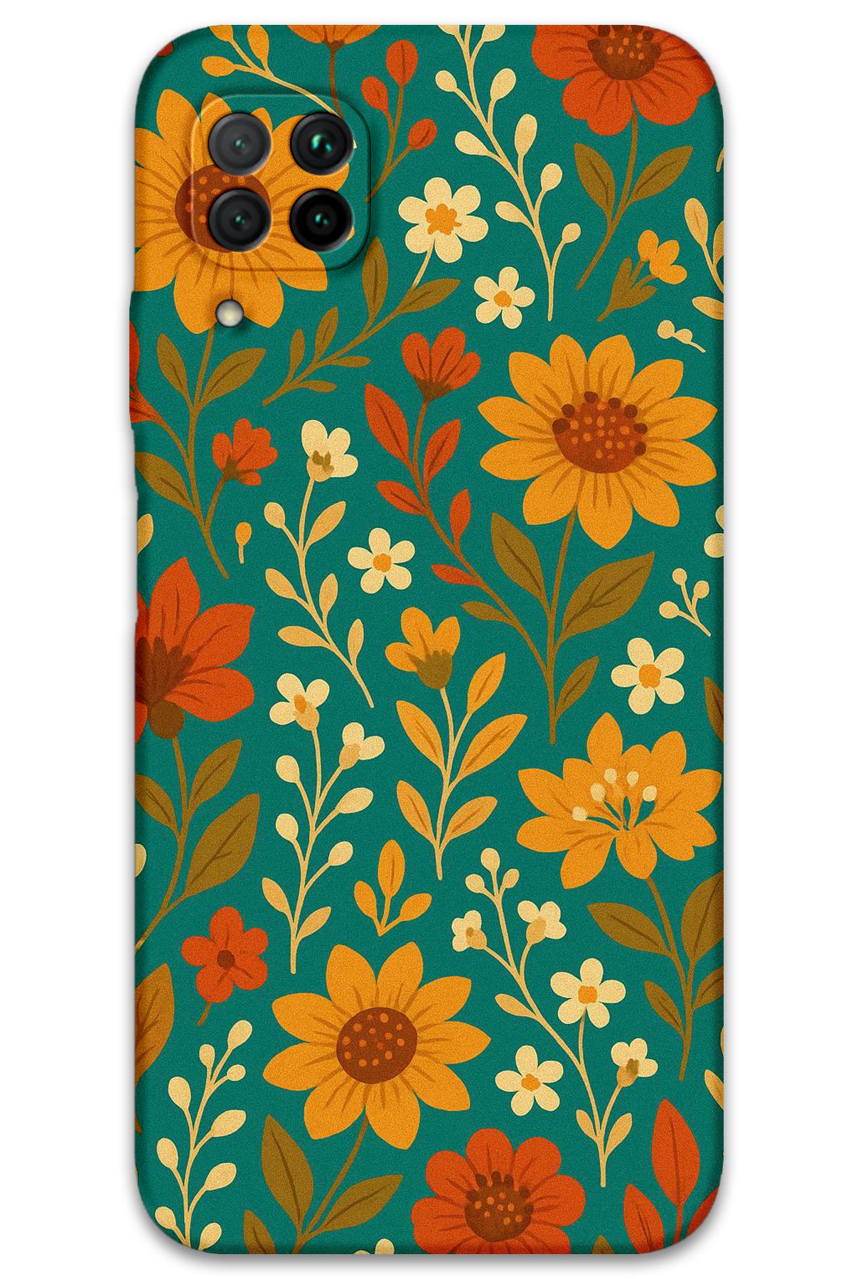 Gramaphone Huawei P40 Lite Uyumlu Çiçek Desenli Telefon Kılıfı + Ekran Koruyucu - 5786