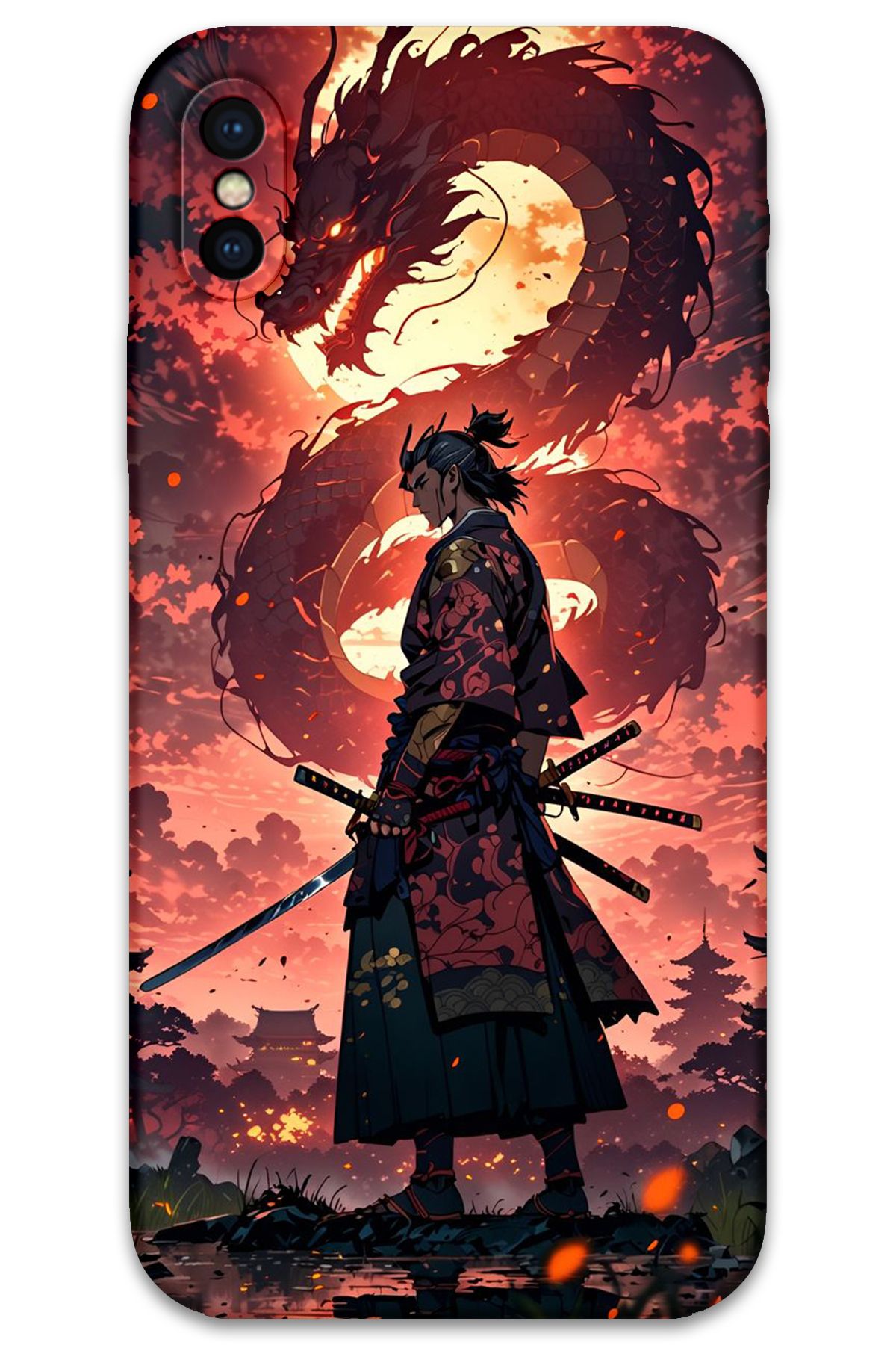 Gramaphone iPhone X Uyumlu Anime Desenli Telefon Kılıfı + Ekran Koruyucu - 5751