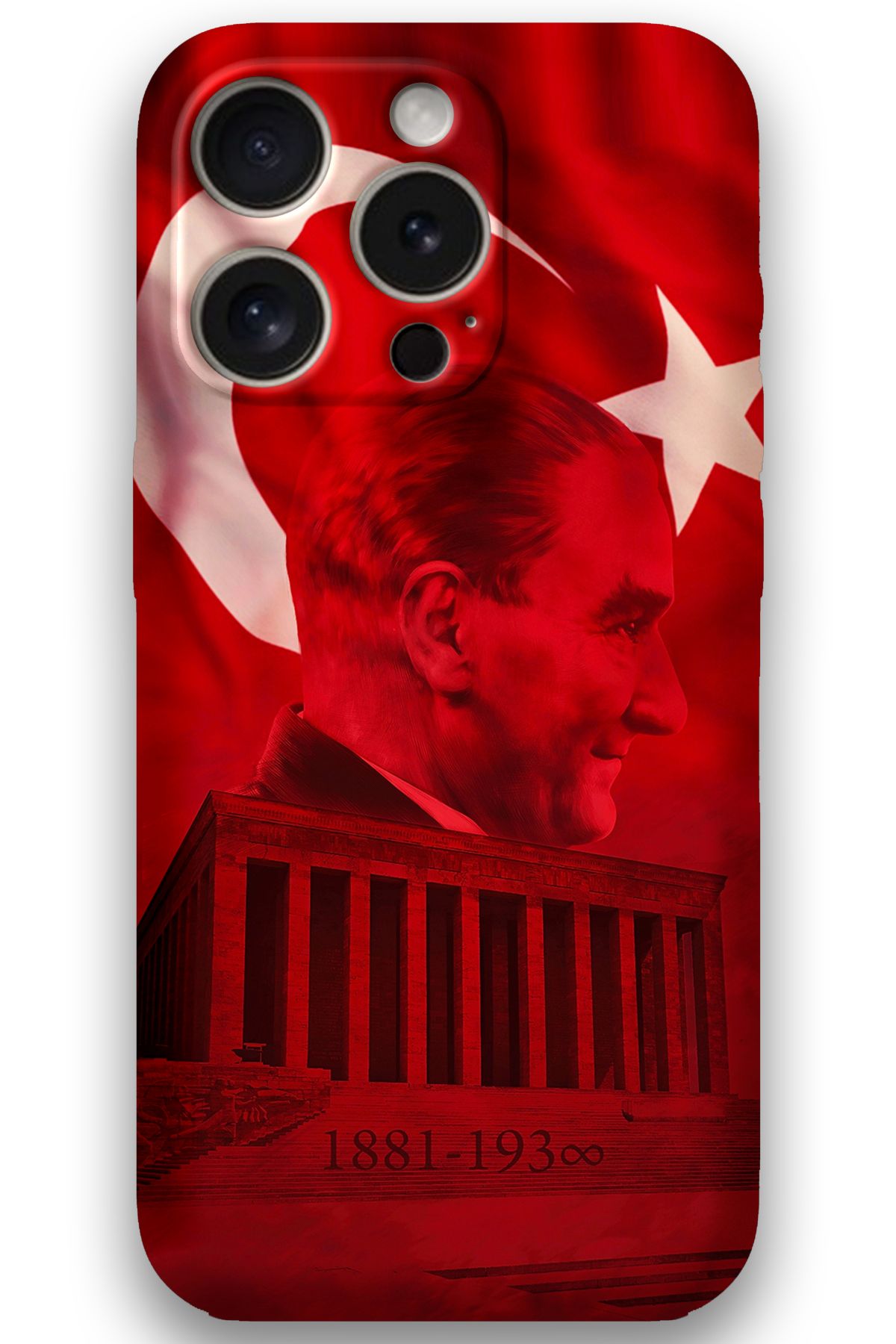 Gramaphone iPhone 15 Pro Max Uyumlu Atatürk Desenli Telefon Kılıfı + Ekran Koruyucu - 5848