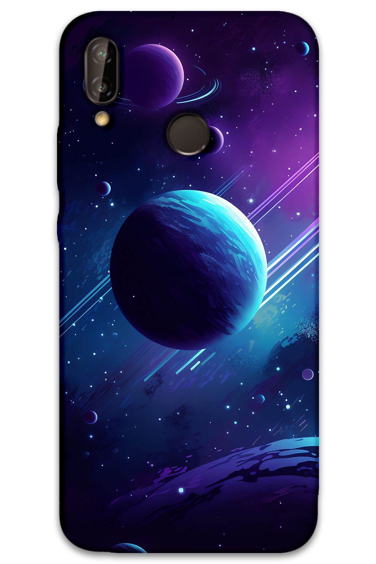 Gramaphone Huawei P Smart 2019 Uyumlu Uzay Desenli Telefon Kılıfı + Ekran Koruyucu - 5866