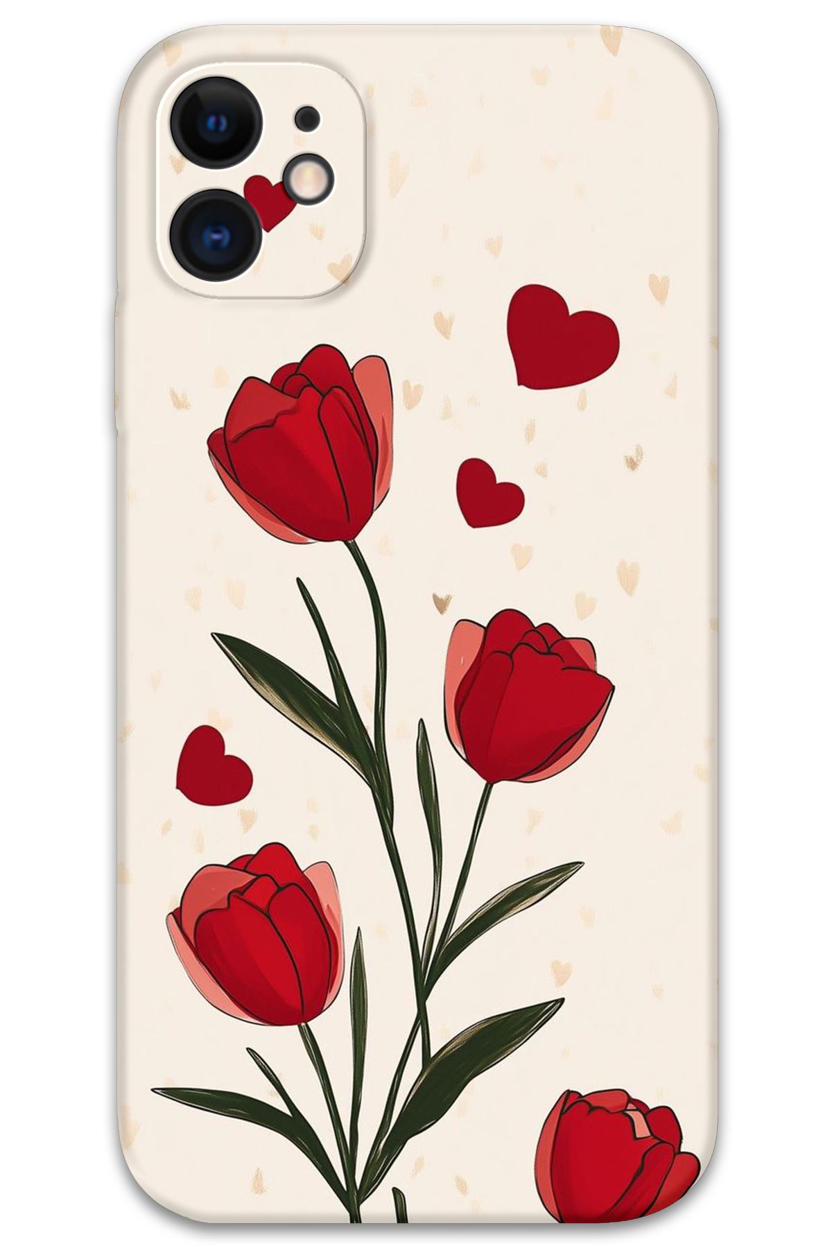 Gramaphone iPhone 12 Uyumlu Çiçek Desenli Telefon Kılıfı + Ekran Koruyucu - 5789