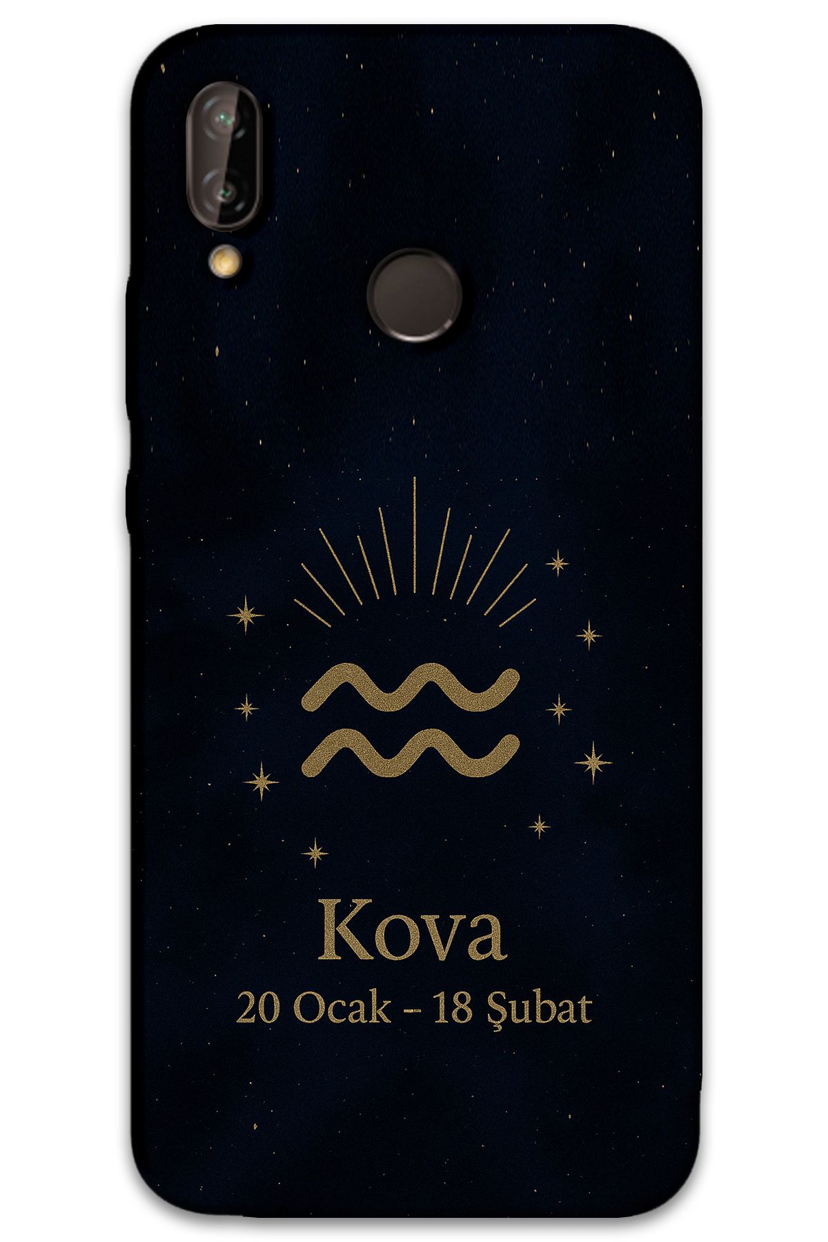 Gramaphone Huawei P20 Lite Uyumlu Kova Burcu Desenli Telefon Kılıfı + Ekran Koruyucu - 5778