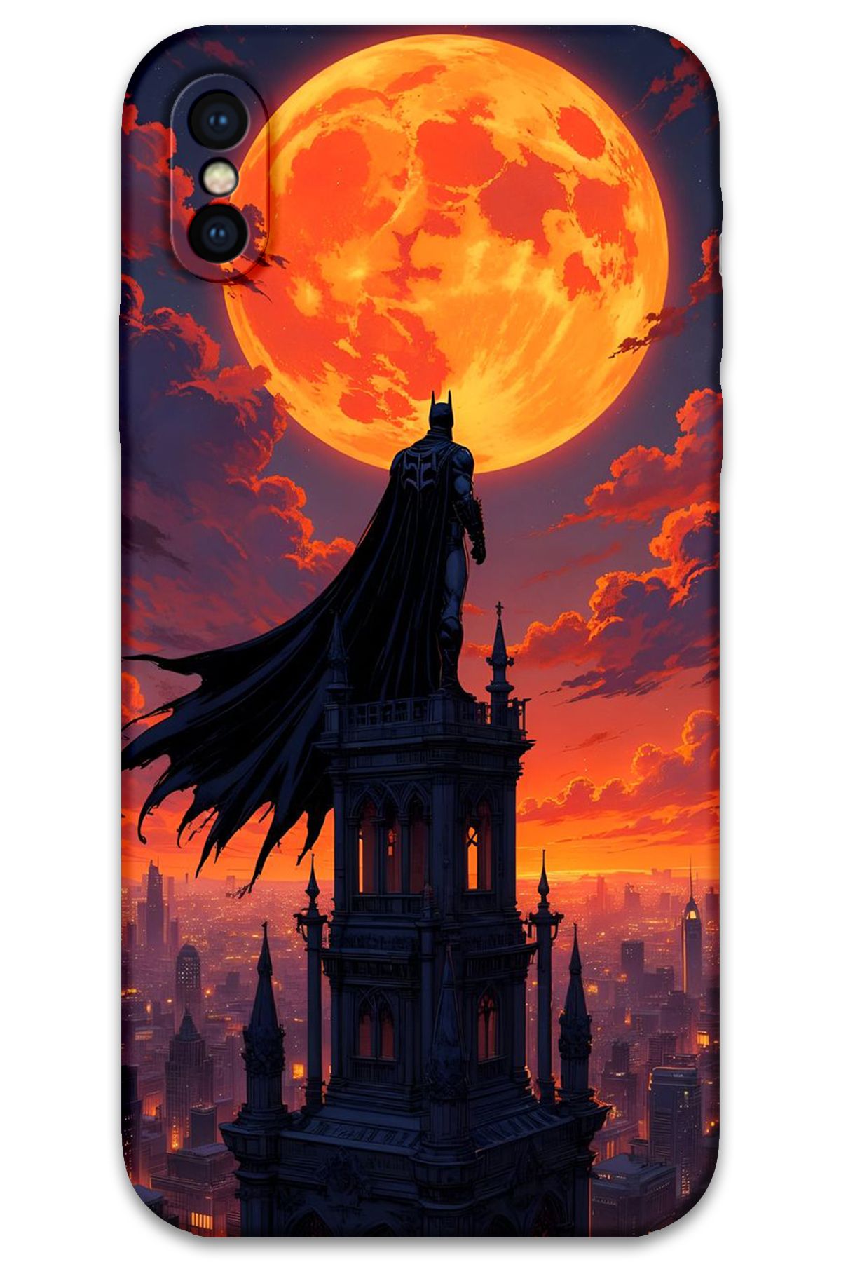 Gramaphone iPhone Xs Max Uyumlu Batman Desenli Telefon Kılıfı + Ekran Koruyucu - 5829